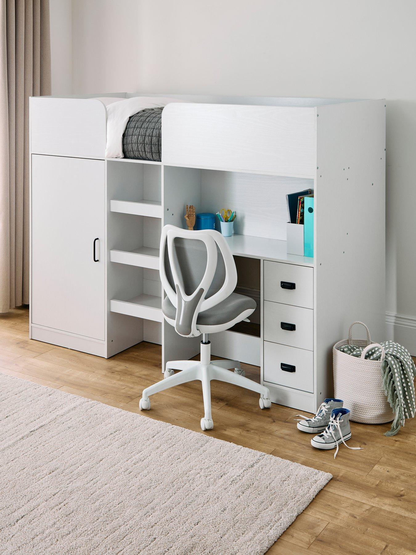 The Very Collection Jackson High Sleeper Bed with Wardrobe, Desk and Mattress Options