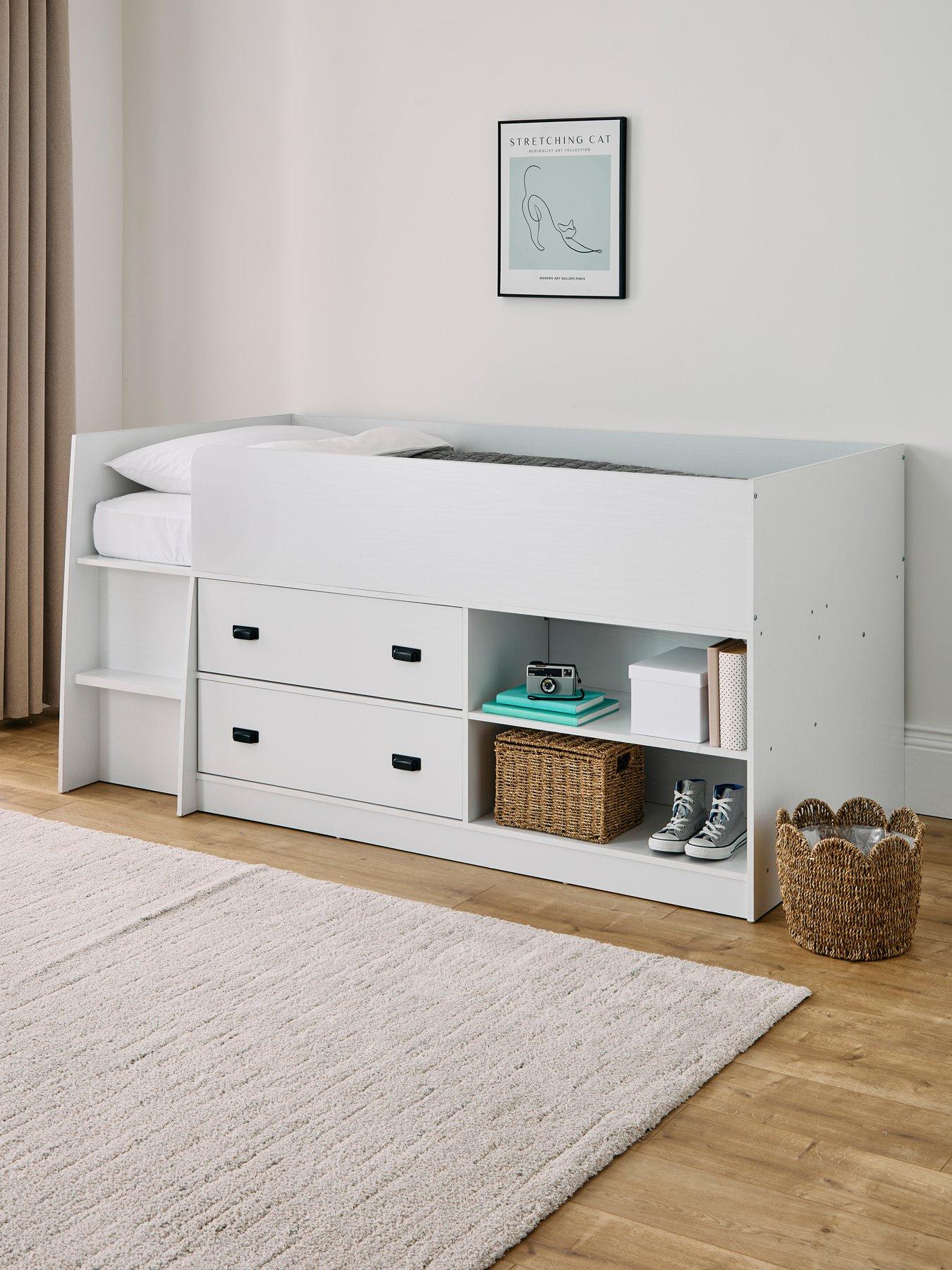 The Very Collection Jackson Mid Sleeper Bed with Drawers, Shelving and Mattress Options (Buy  &  SAVE!)