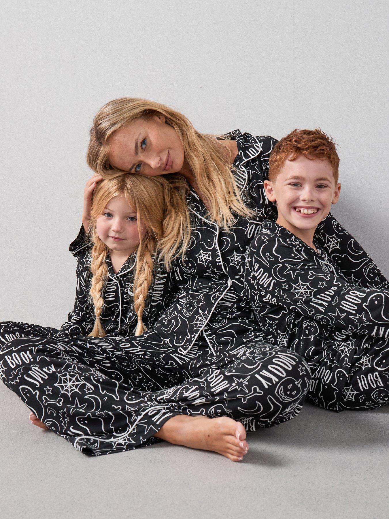 undefined Womens Family Halloween Jersey Pyjama Set - Black