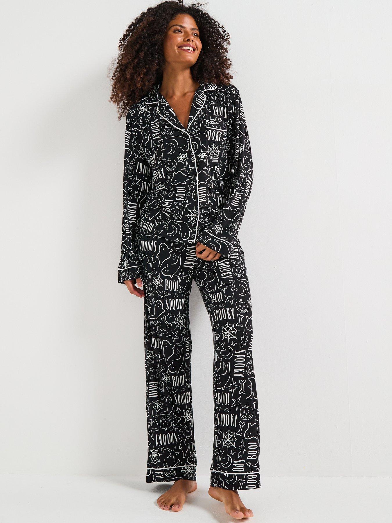 Image 5 of 7 of The Very Collection Womens Family Halloween Jersey Pyjama Set - Black