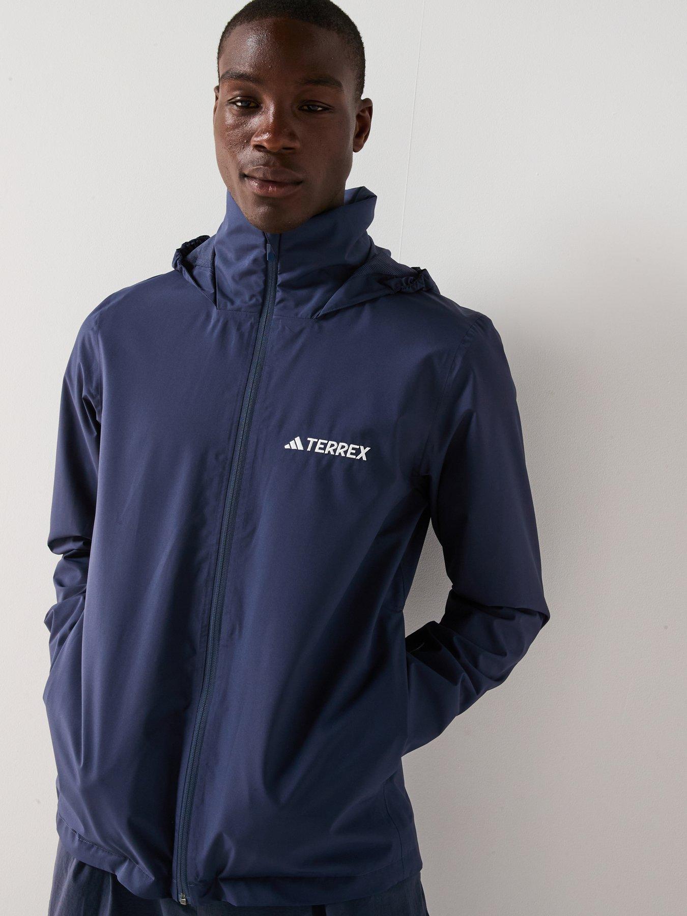  image of adidas-terrex-mens-outdoor-multi-essentials-2l-rain-jacket-navy