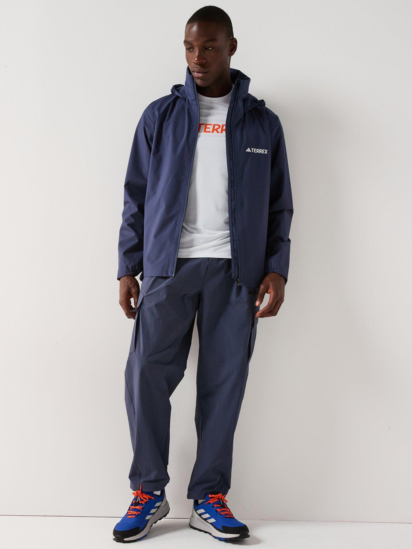  image of adidas-terrex-mens-outdoor-multi-essentials-2l-rain-jacket-navy