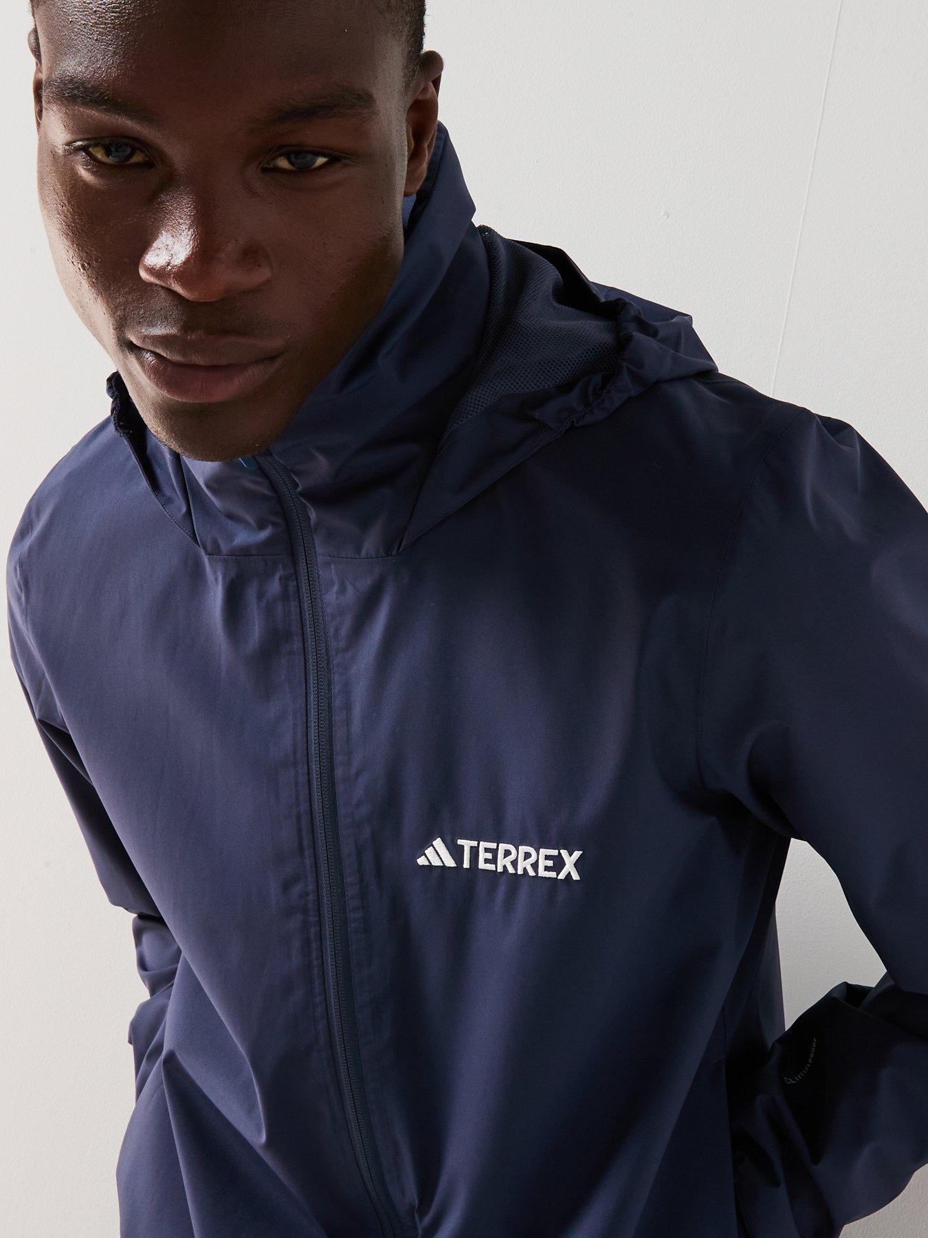  image of adidas-terrex-mens-outdoor-multi-essentials-2l-rain-jacket-navy