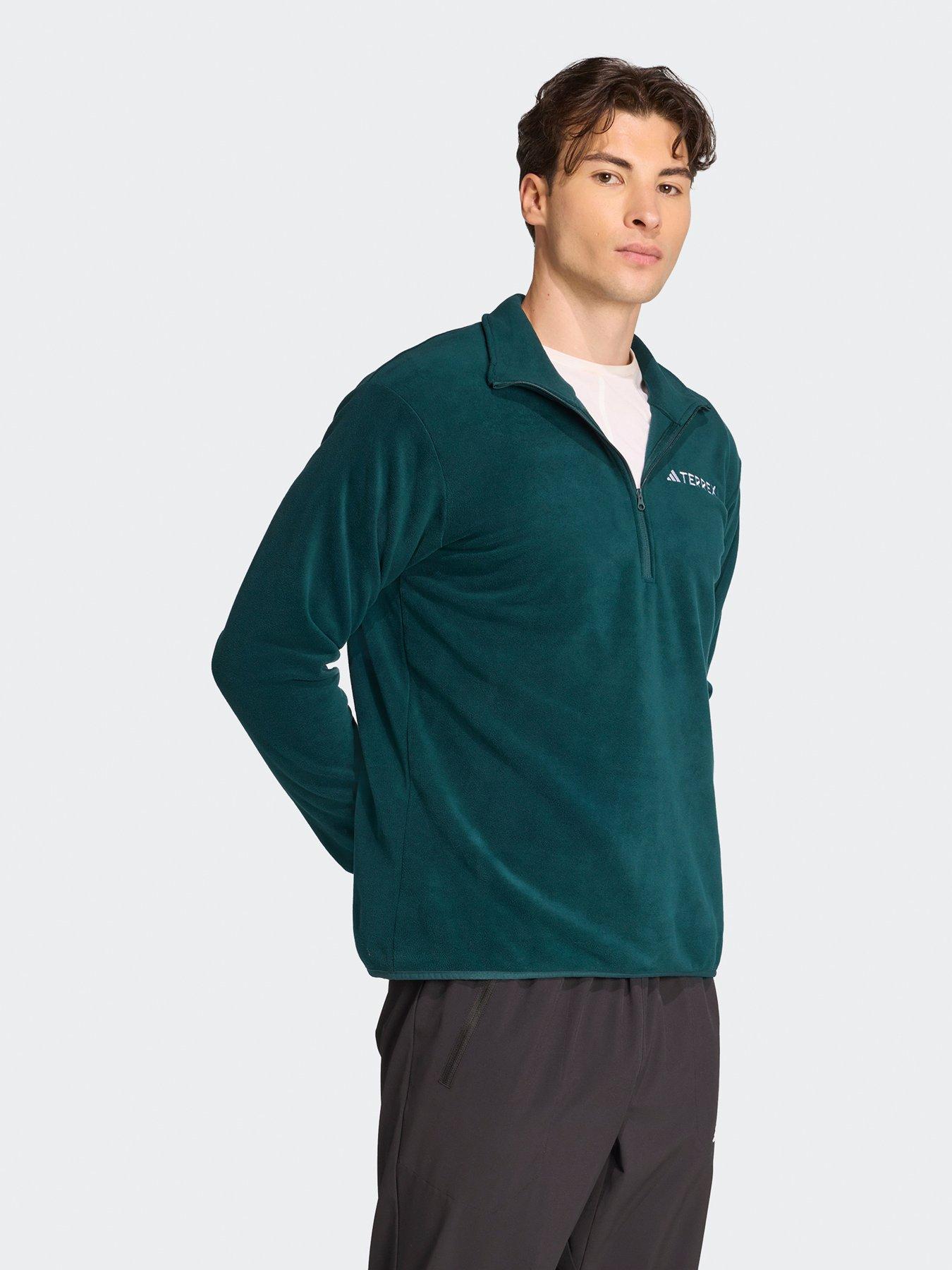 image of adidas-terrex-mens-outdoor-multi-essentials-12-zip-fleece-jacket-green