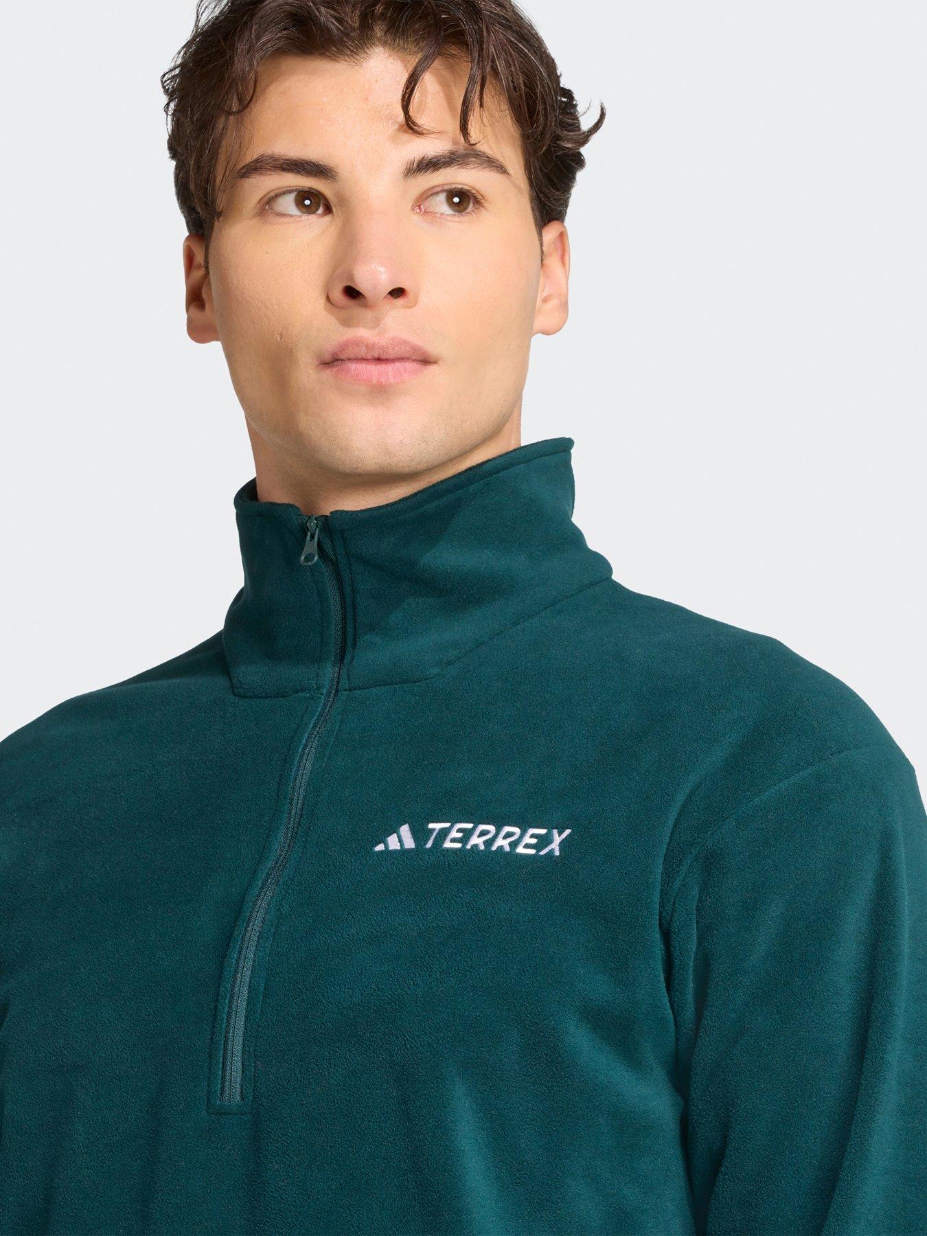 image of adidas-terrex-mens-outdoor-multi-essentials-12-zip-fleece-jacket-green