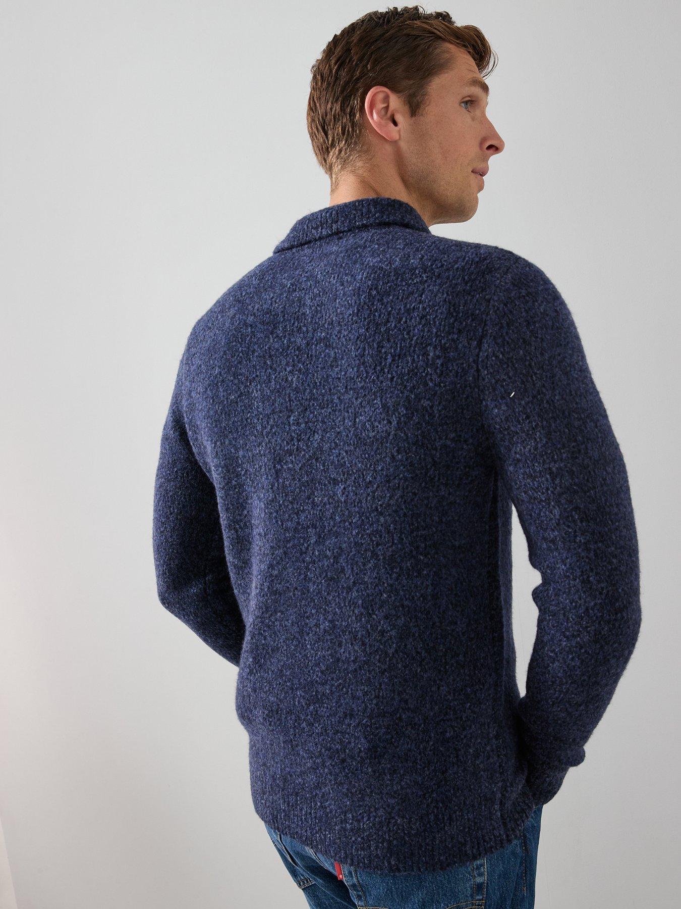 Image 2 of 6 of The Very Collection Pocket Front Quarter Zip Jumper - Navy