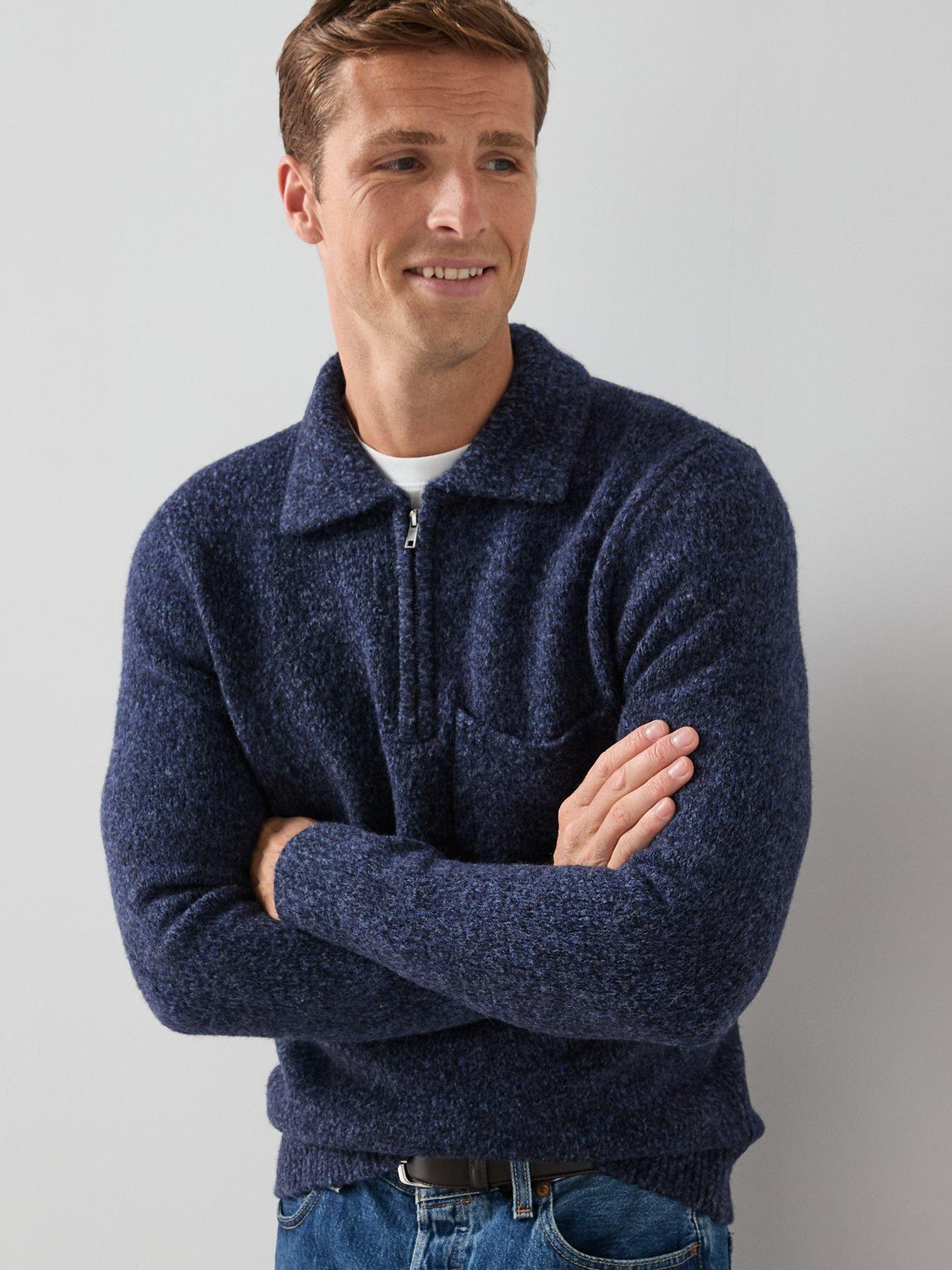 Image 4 of 6 of The Very Collection Pocket Front Quarter Zip Jumper - Navy