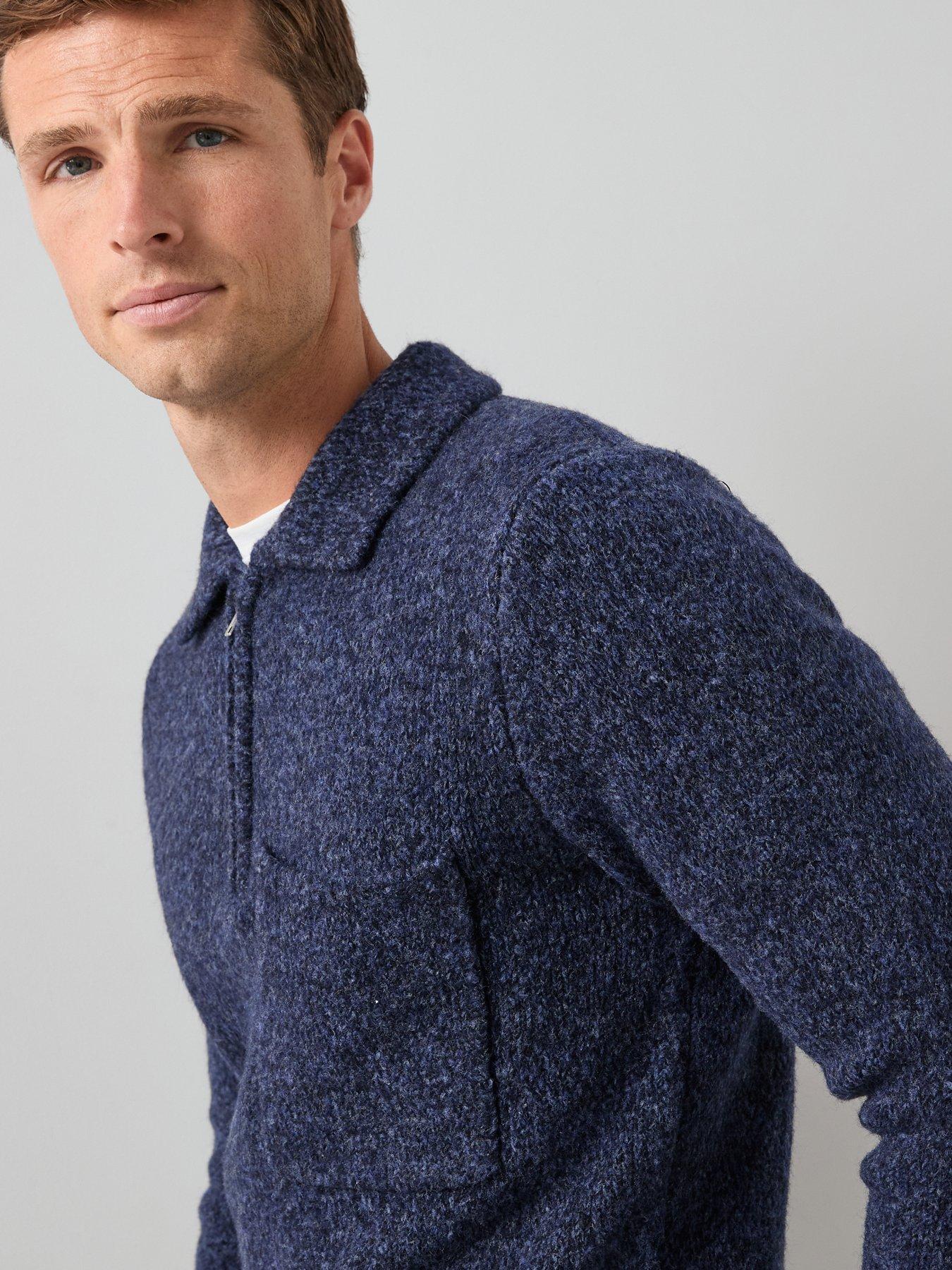 Image 5 of 6 of The Very Collection Pocket Front Quarter Zip Jumper - Navy