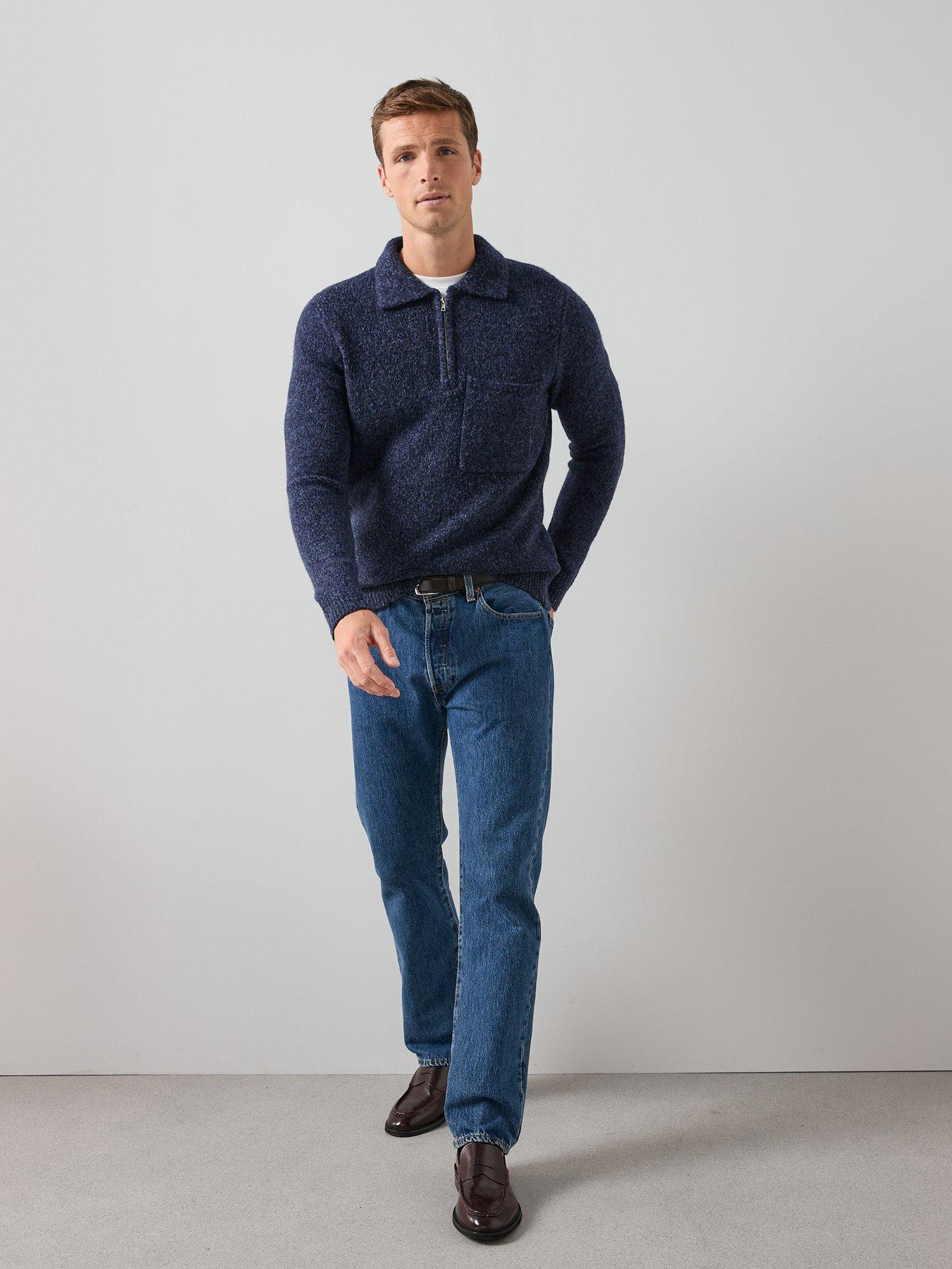 Image 6 of 6 of The Very Collection Pocket Front Quarter Zip Jumper - Navy