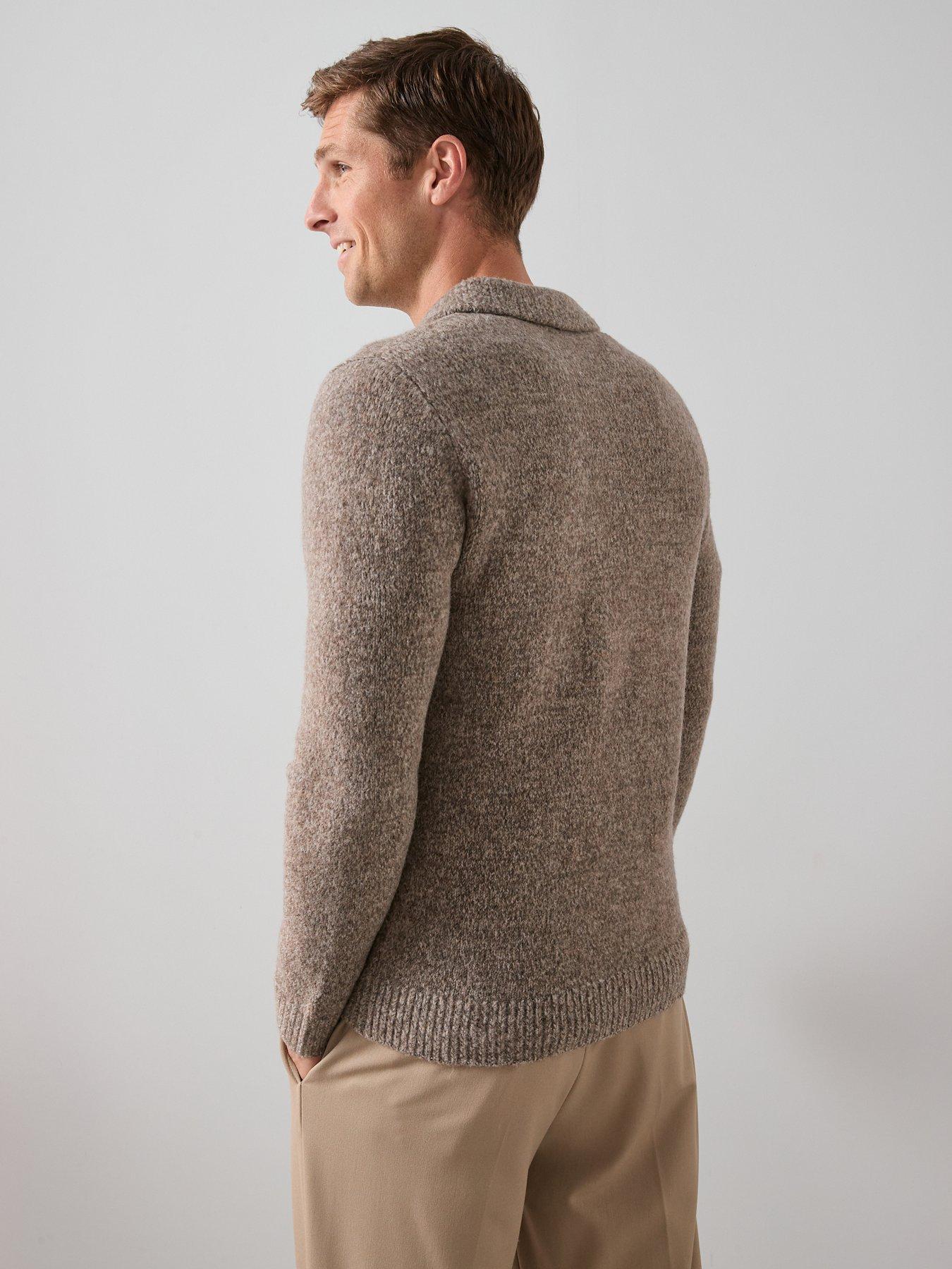 stillFront image of the-very-collection-pocket-front-quarter-zip-jumper-beige