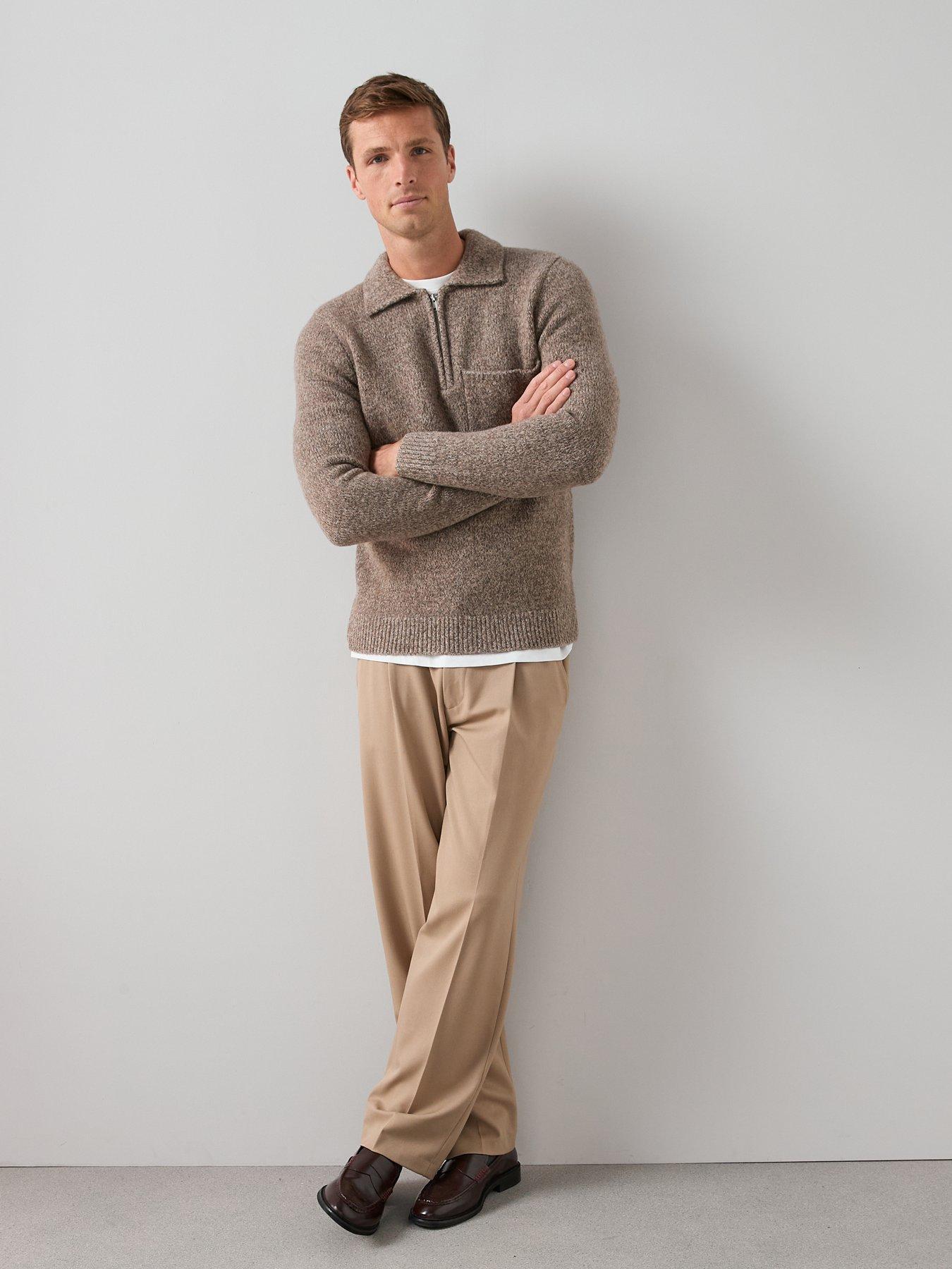  image of the-very-collection-pocket-front-quarter-zip-jumper-beige