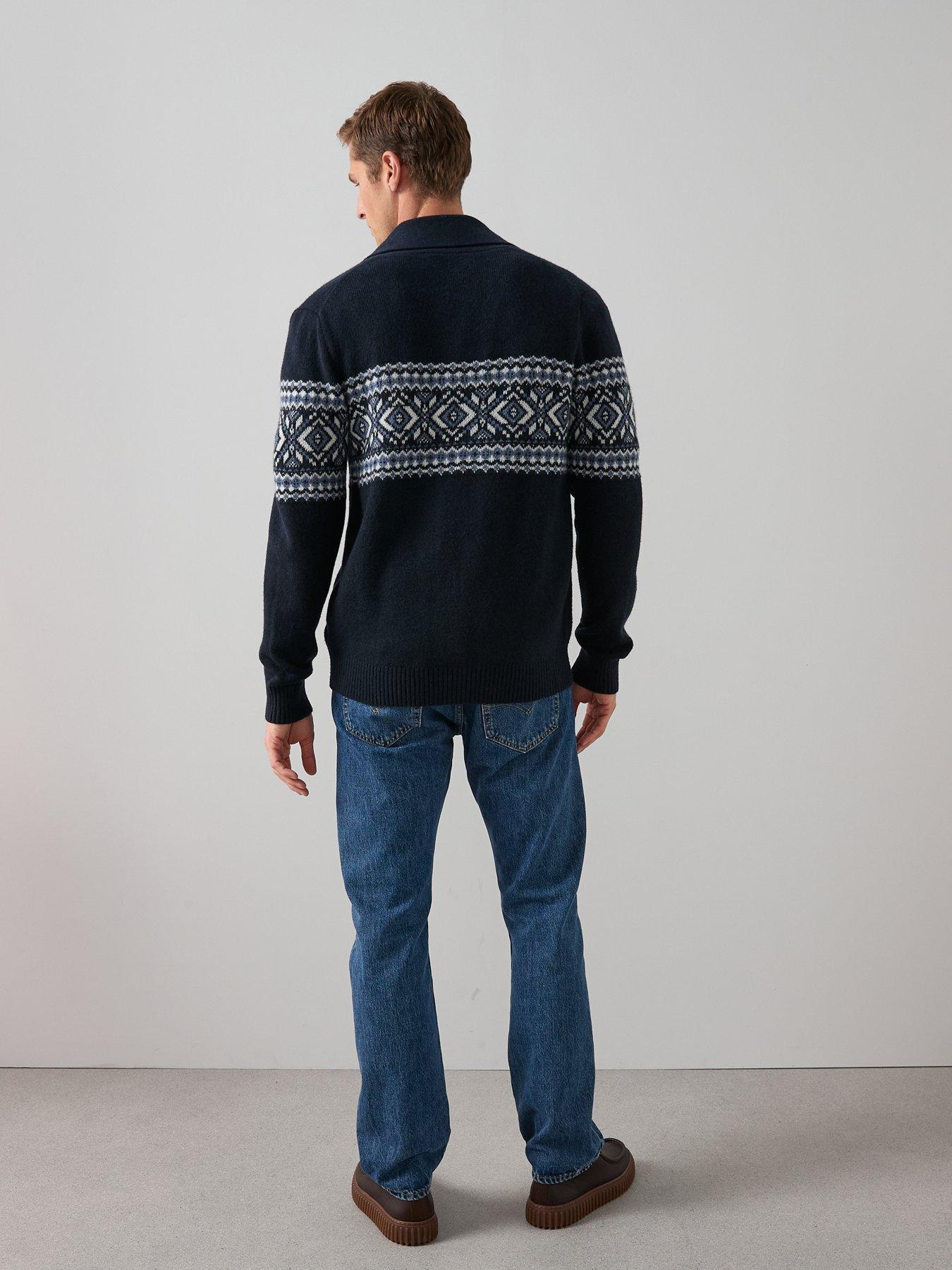 Image 2 of 6 of The Very Collection Fairisle Shawl Cardigan - Navy