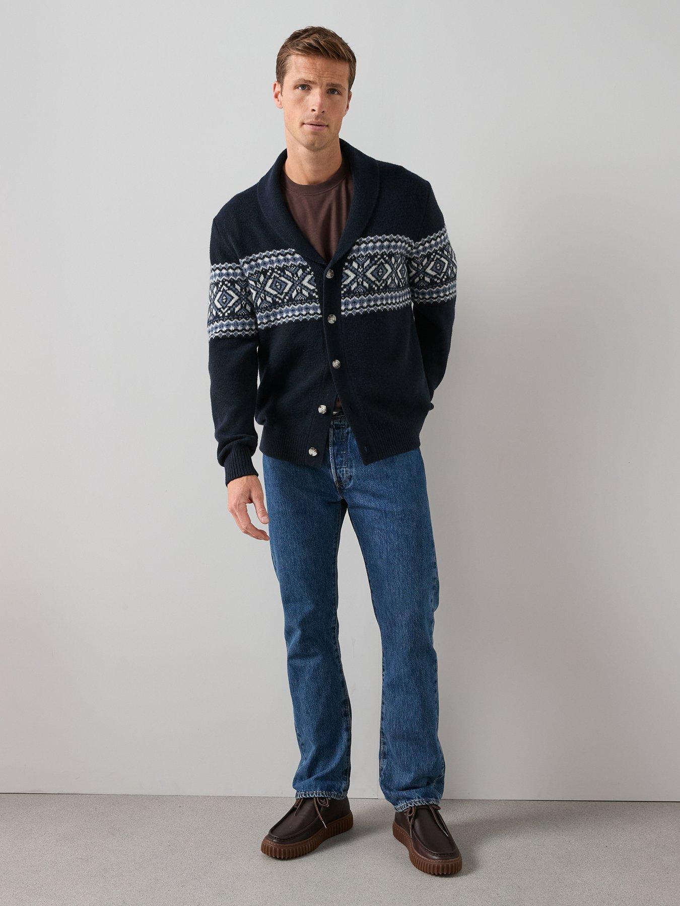 Image 3 of 6 of The Very Collection Fairisle Shawl Cardigan - Navy