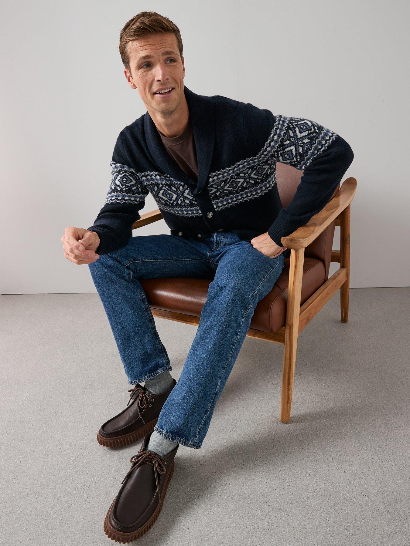 Image 5 of 6 of The Very Collection Fairisle Shawl Cardigan - Navy
