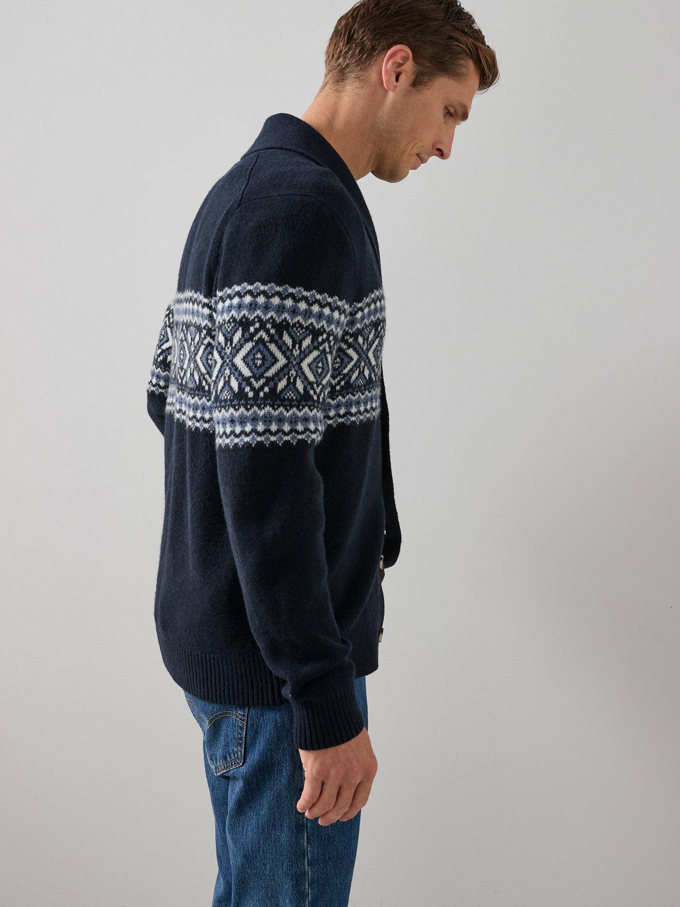 Image 6 of 6 of The Very Collection Fairisle Shawl Cardigan - Navy