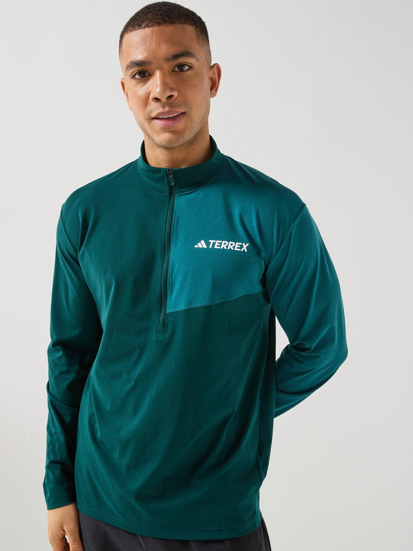 adidas Terrex Mens Outdoor Multi Climacool 1/2 Zip Long Sleeve Top - Green