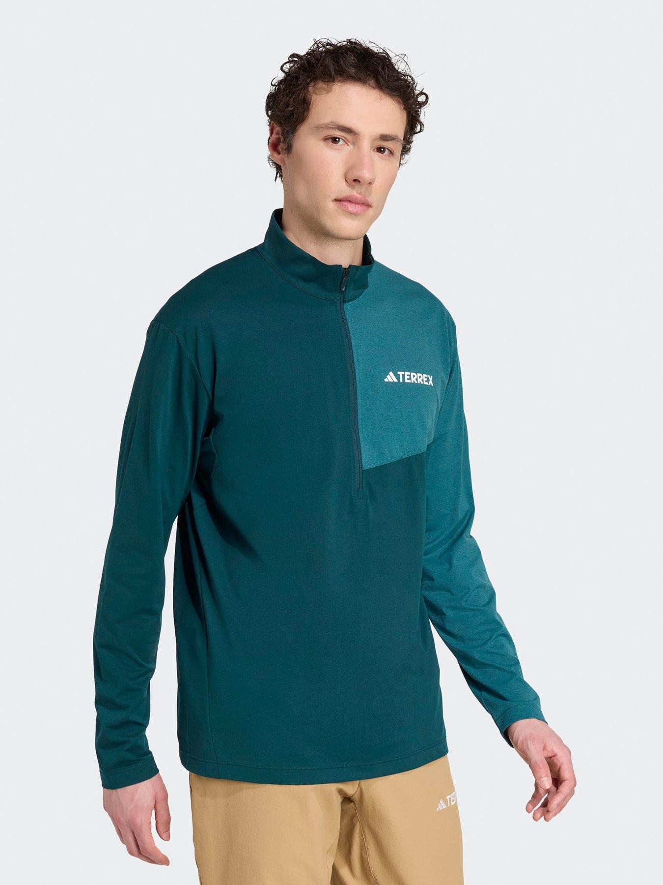  image of adidas-terrex-mens-outdoor-multi-climacool-12-zip-long-sleeve-top-green