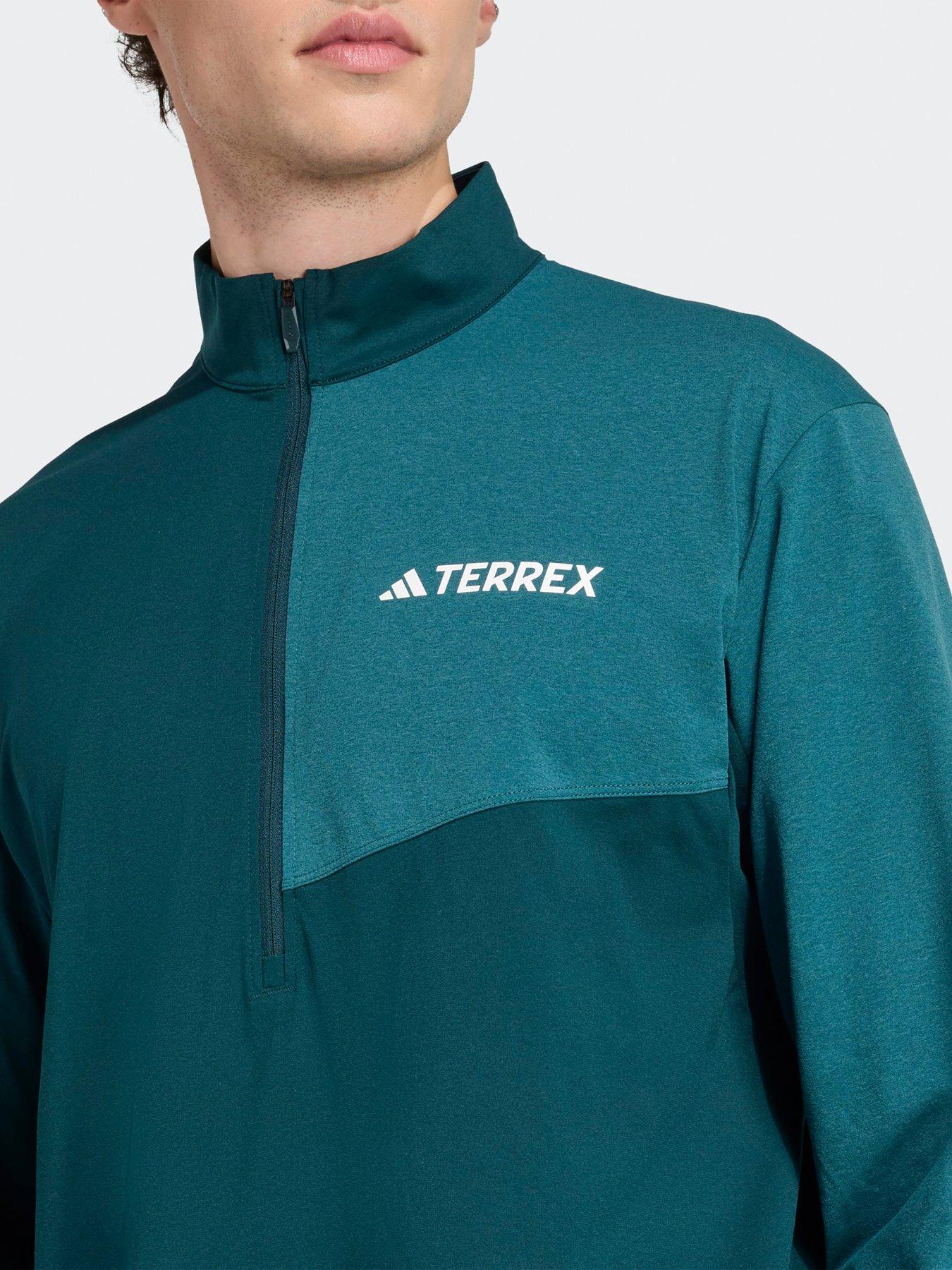  image of adidas-terrex-mens-outdoor-multi-climacool-12-zip-long-sleeve-top-green