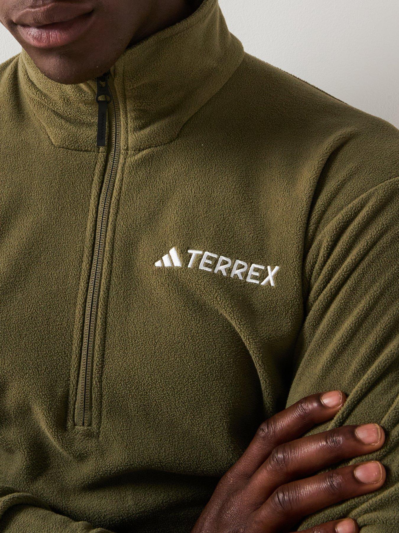 Image 4 of 5 of adidas Terrex Mens Outdoor Multi Essentials 1/2 Zip Fleece Jacket - Green