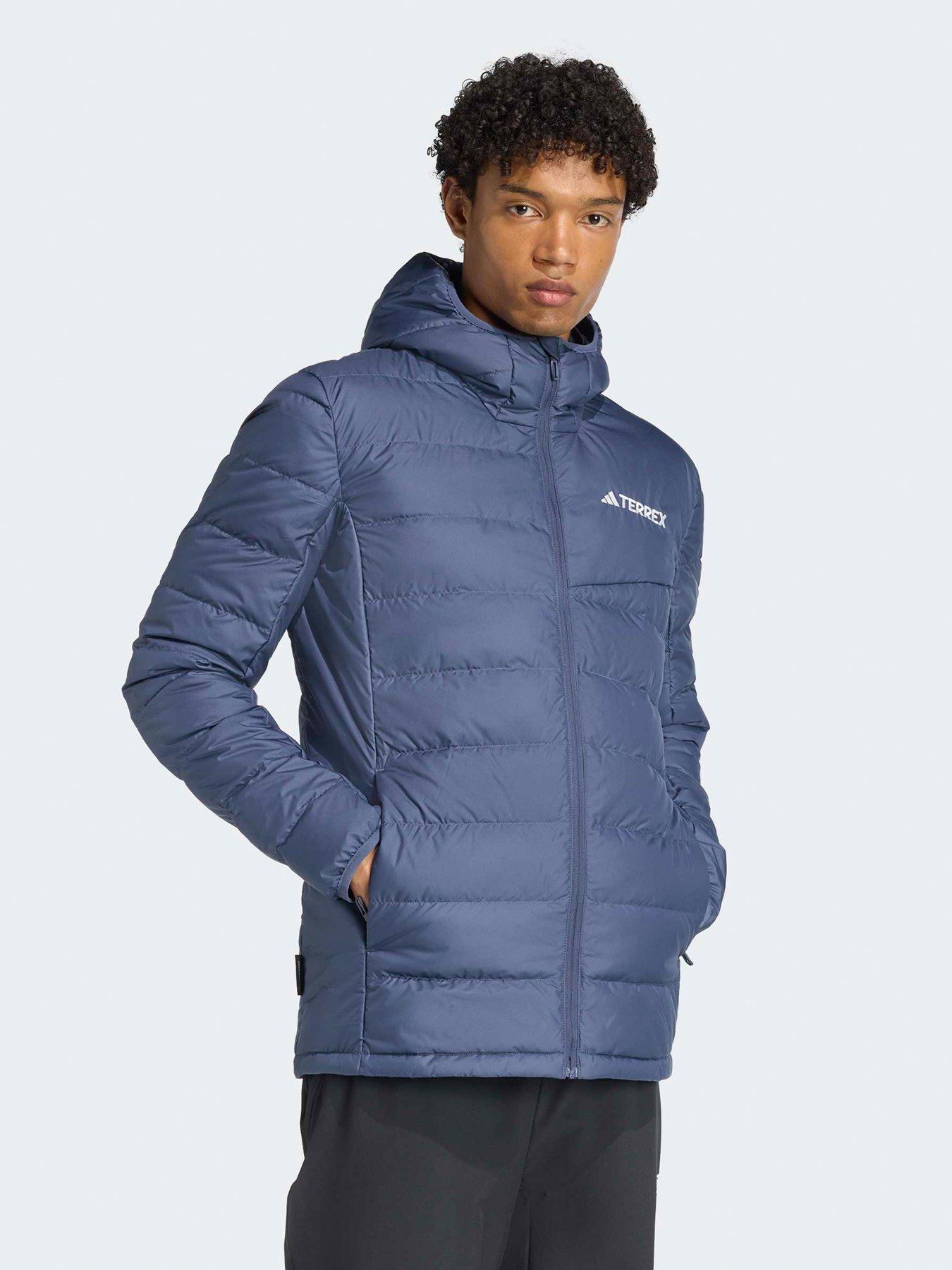  image of adidas-terrex-mens-mt-down-hooded-jacket-navy