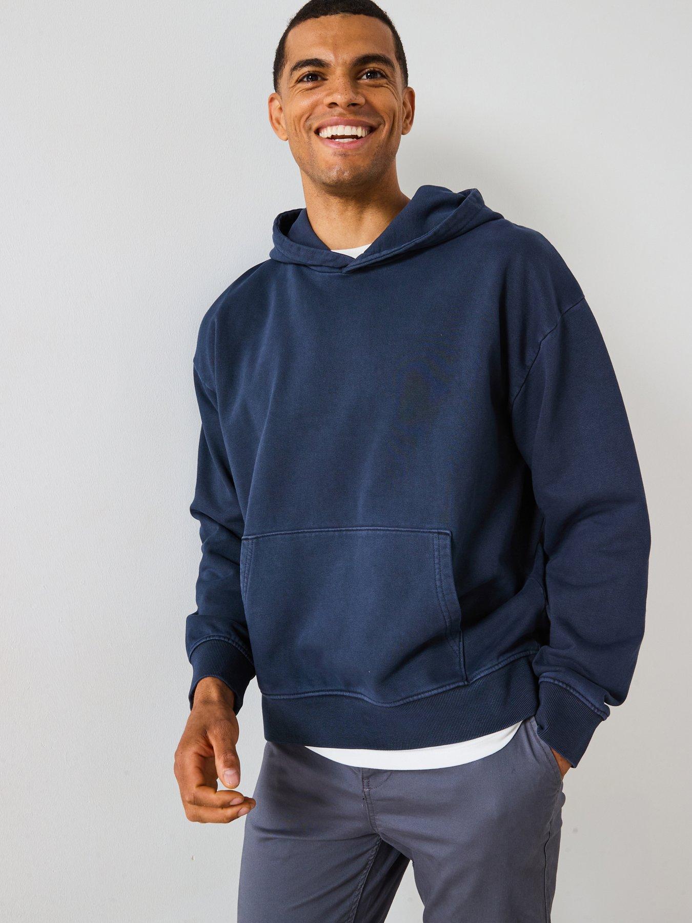 undefined Drop Shoulder Oversized Hoody - Blue
