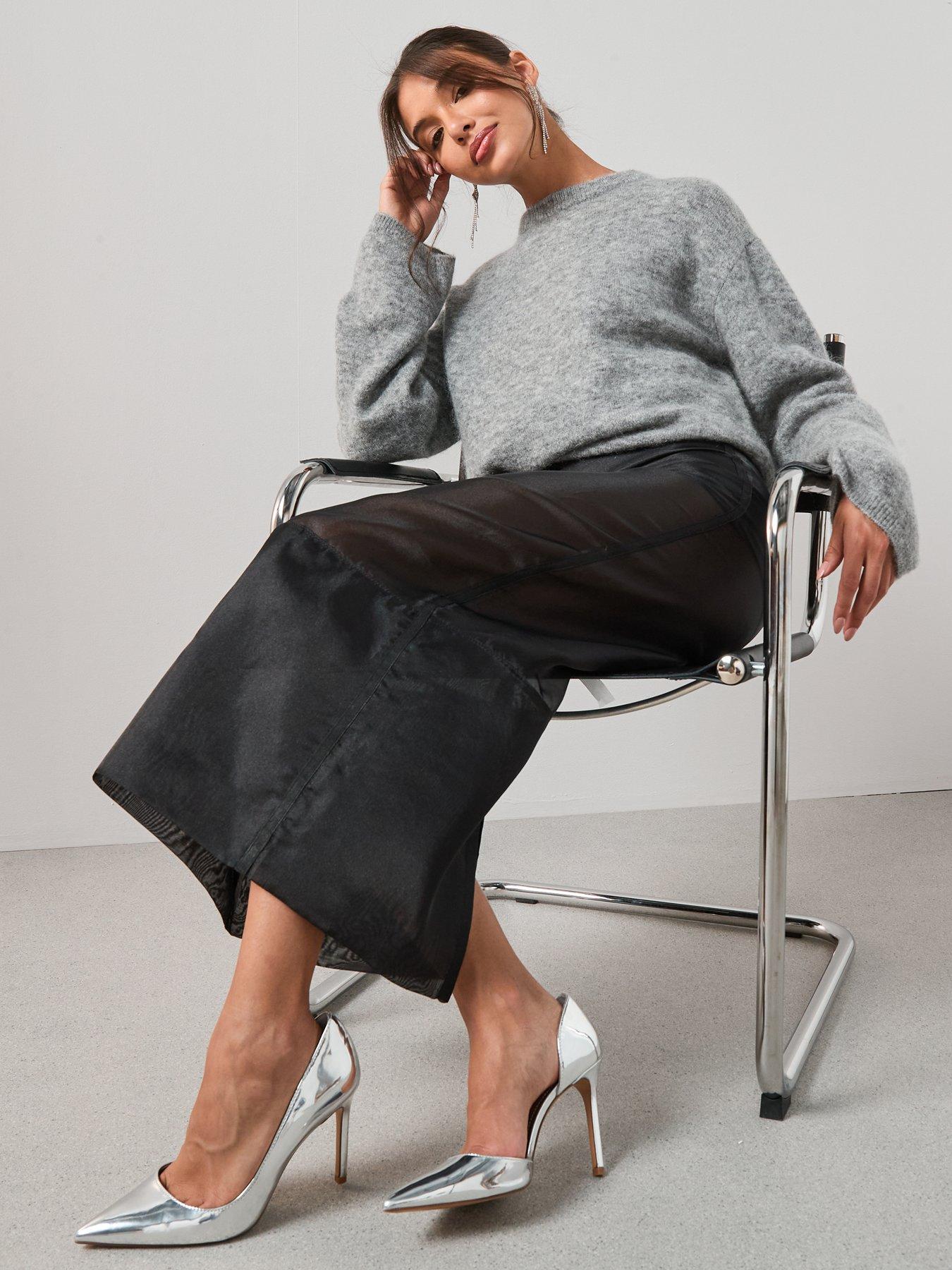 Image 4 of 6 of The Very Collection Mohair Wool Blend Crew Neck Jumper - Grey