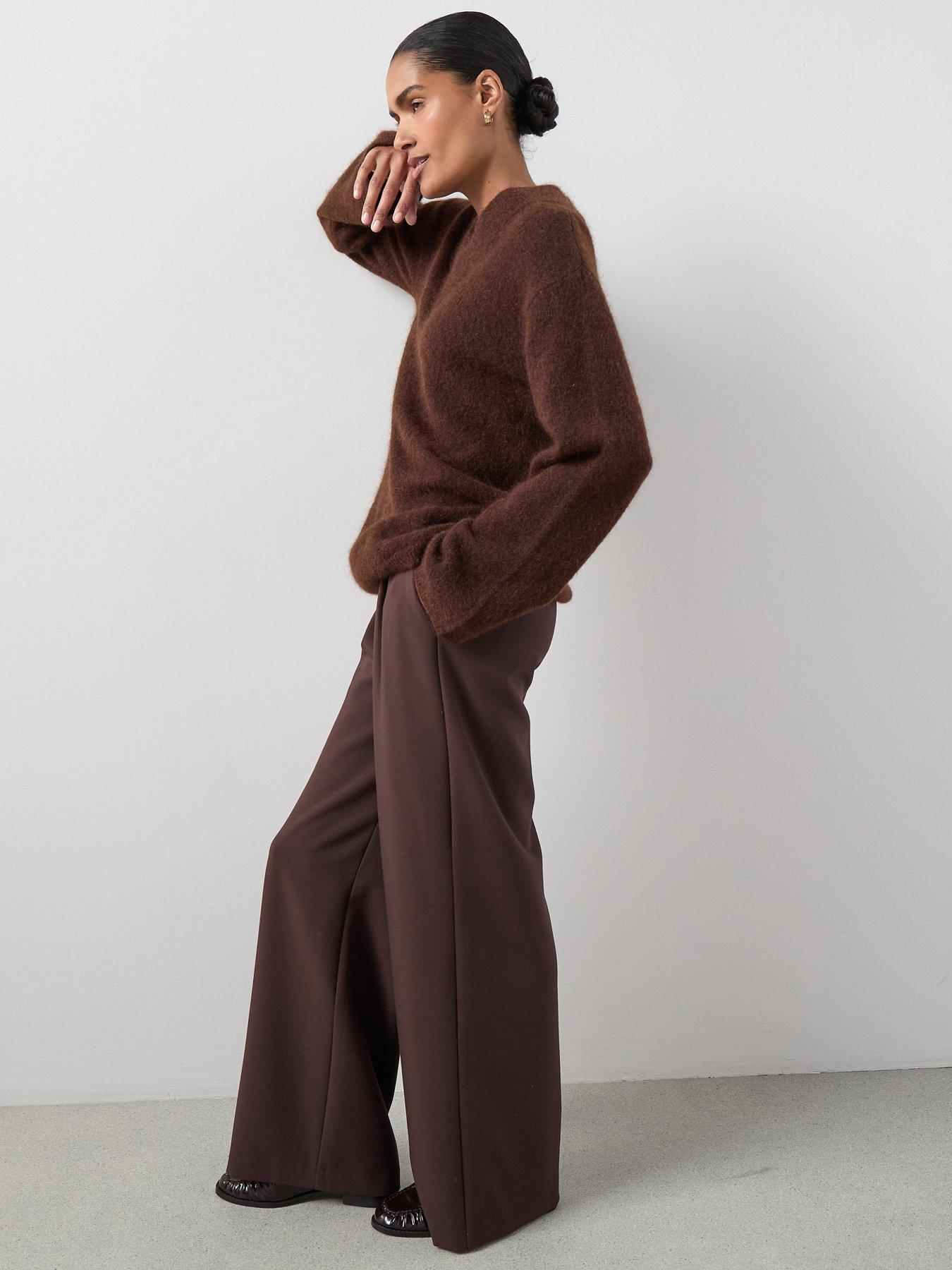 Image 5 of 7 of The Very Collection Mohair Wool Blend V Neck Jumper - Chocolate