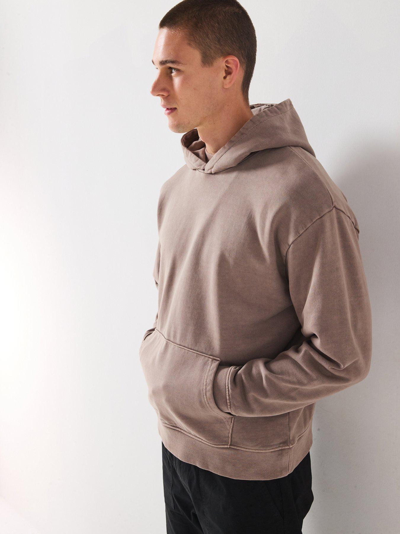 Very Man Pure Cotton Dropped Shoulder Oversized Hoody - Stone