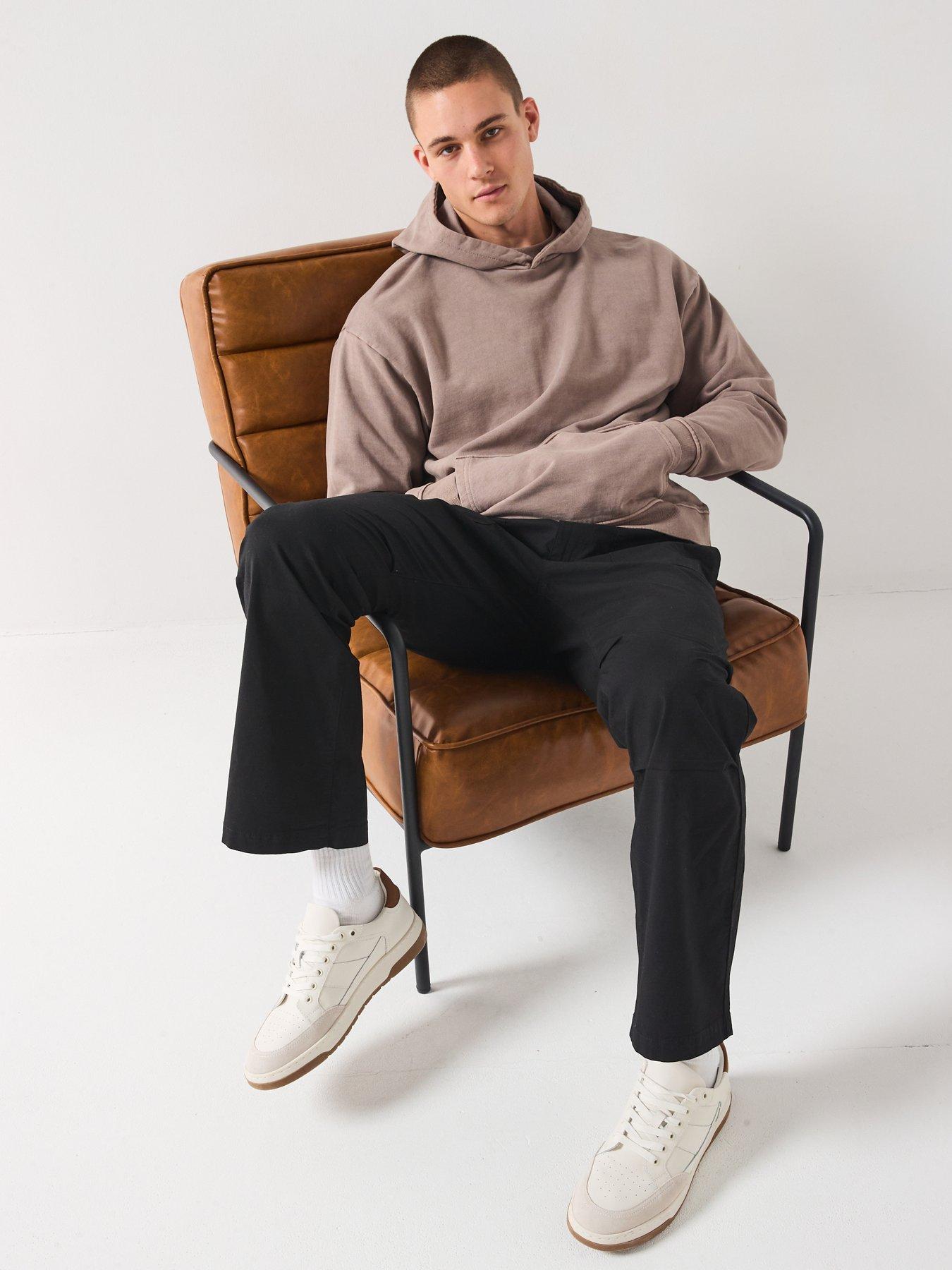 Image 3 of 6 of Very Man Drop Shoulder Oversized Hoody - Beige