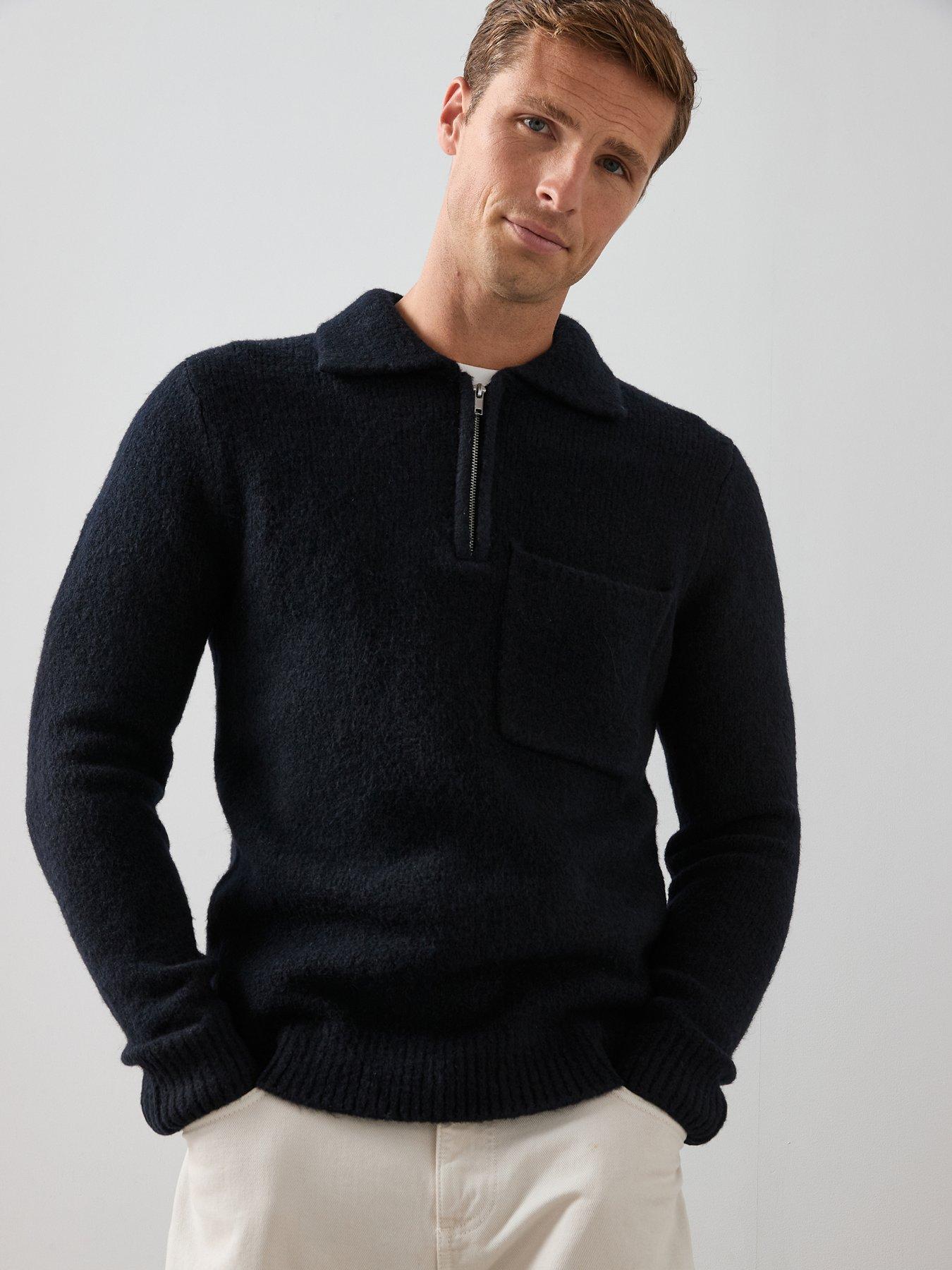 The Very Collection Pocket Front Quarter Zip Jumper - Black