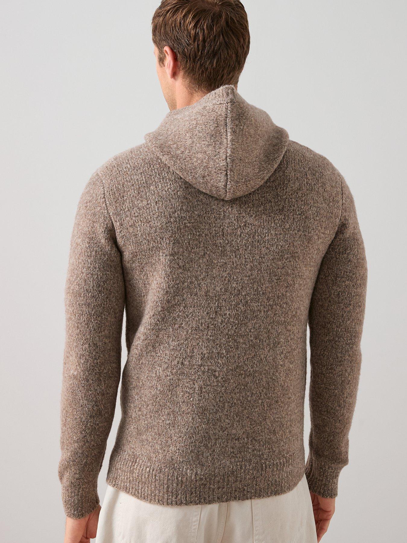 image of the-very-collection-hooded-knitted-jumper-beige