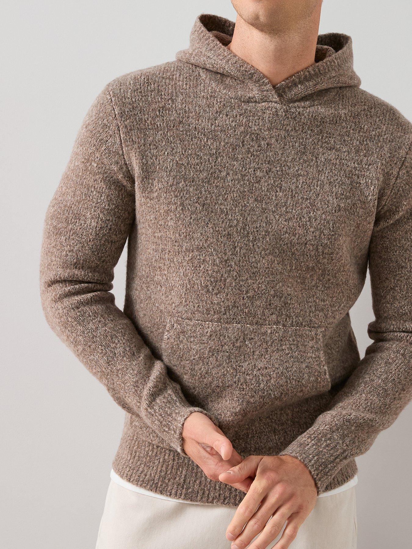  image of the-very-collection-hooded-knitted-jumper-beige