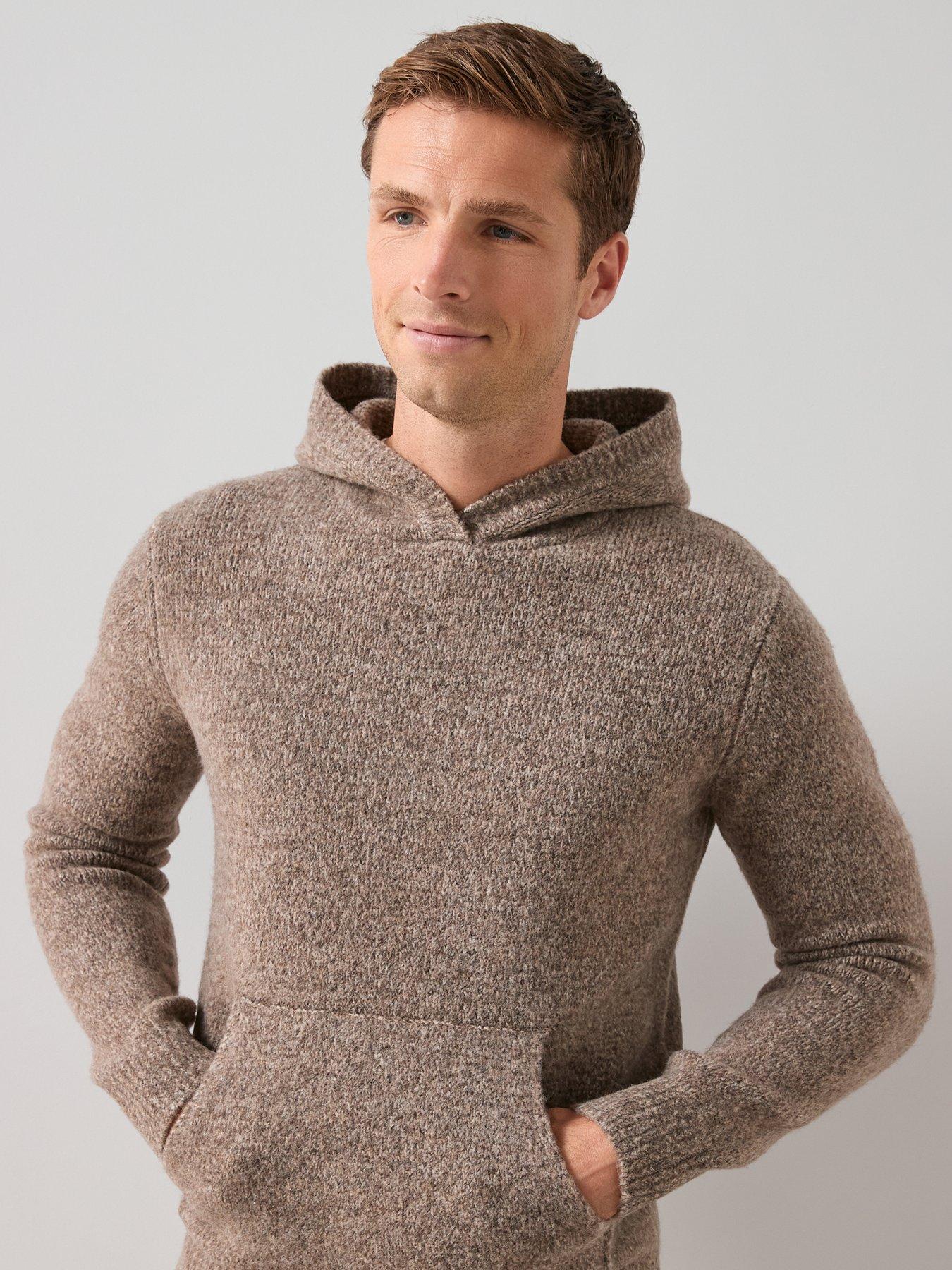  image of the-very-collection-hooded-knitted-jumper-beige