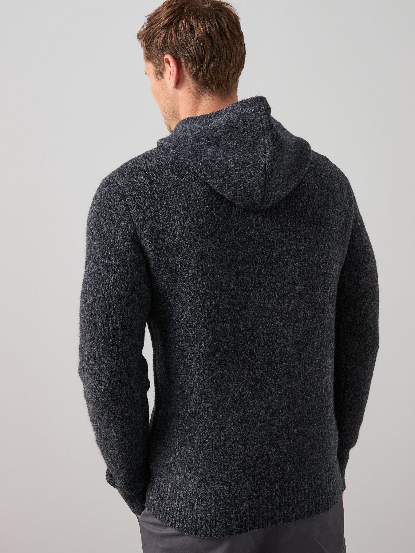  image of the-very-collection-hooded-knitted-jumper-charcoal
