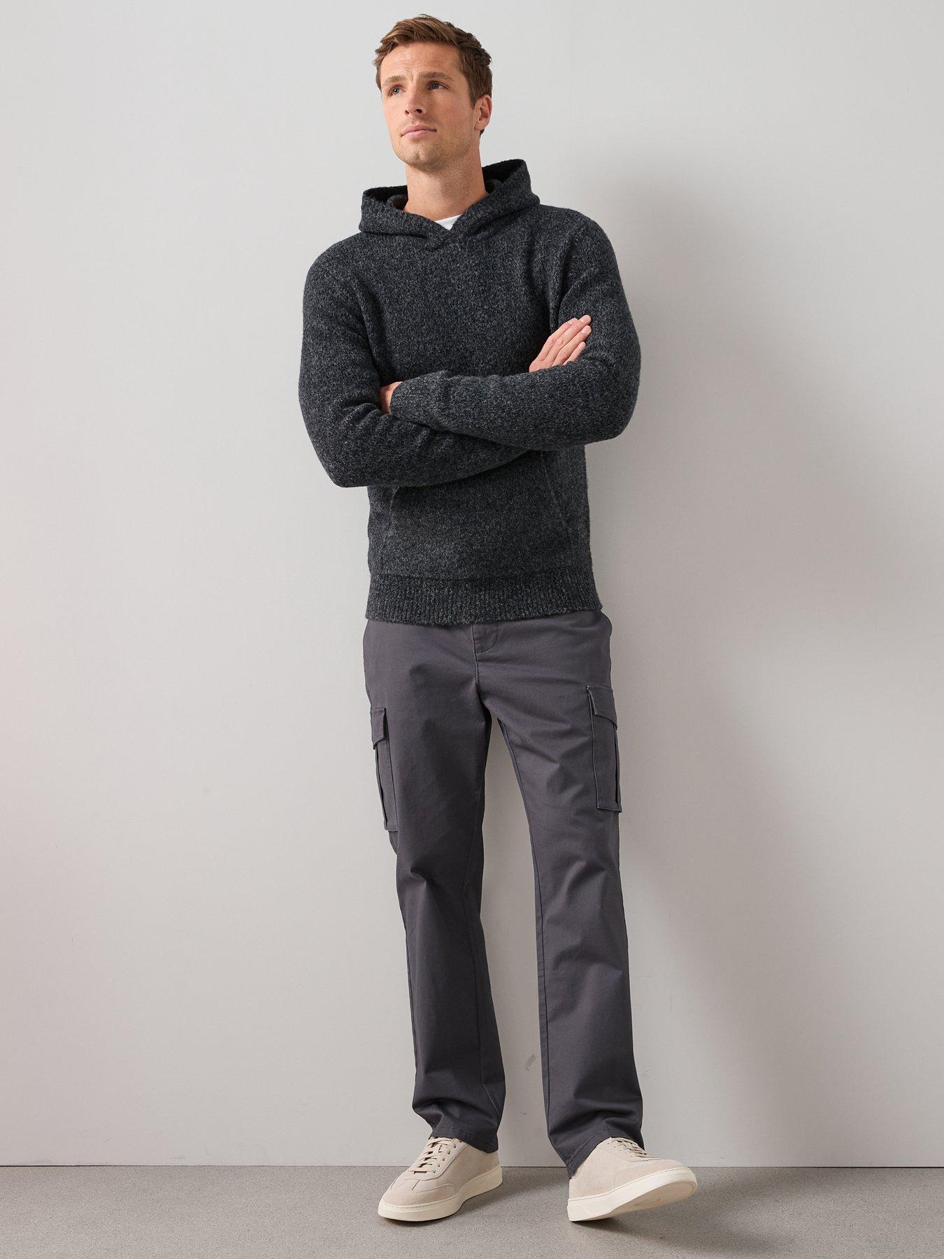  image of the-very-collection-hooded-knitted-jumper-charcoal