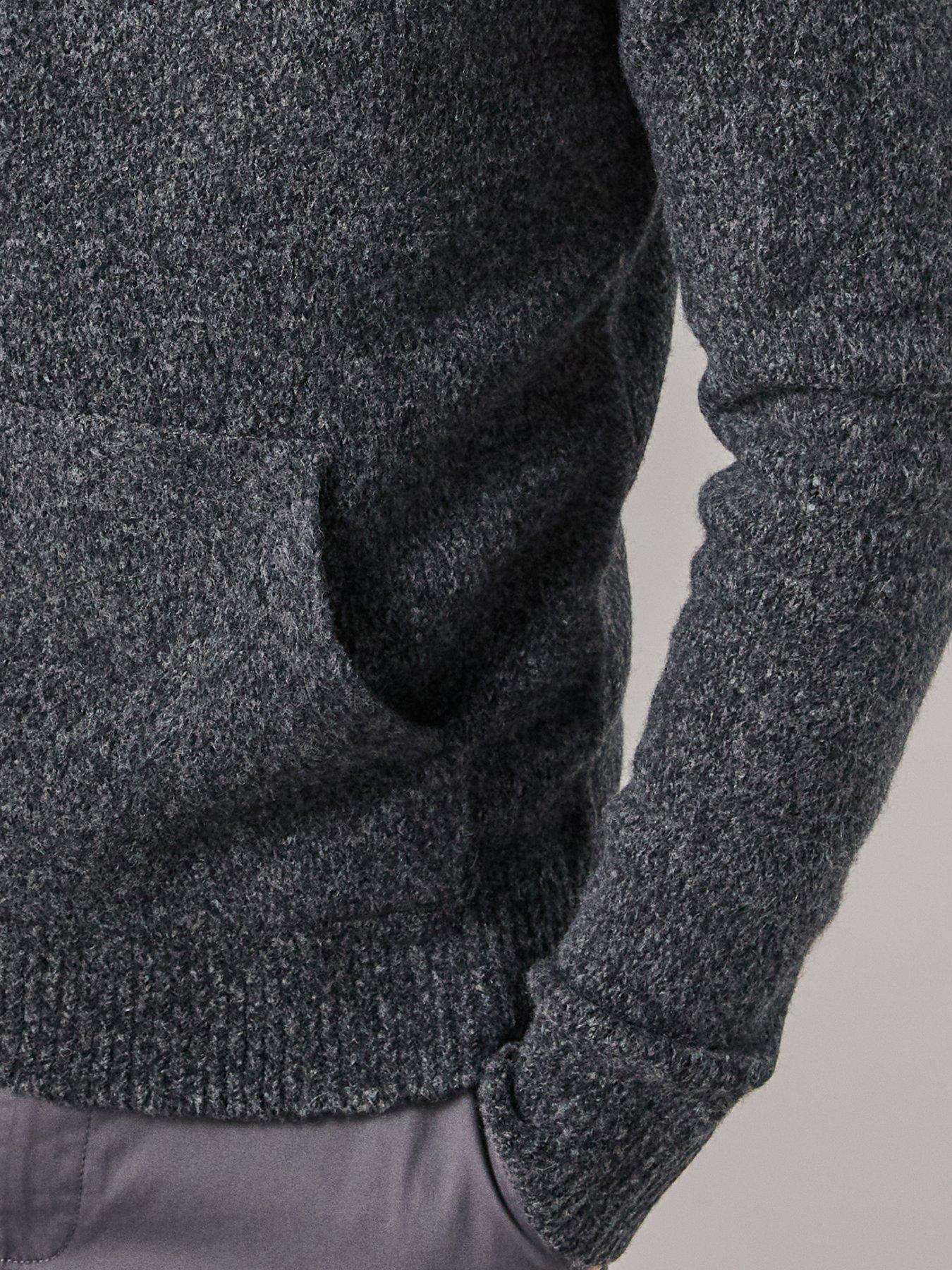  image of the-very-collection-hooded-knitted-jumper-charcoal