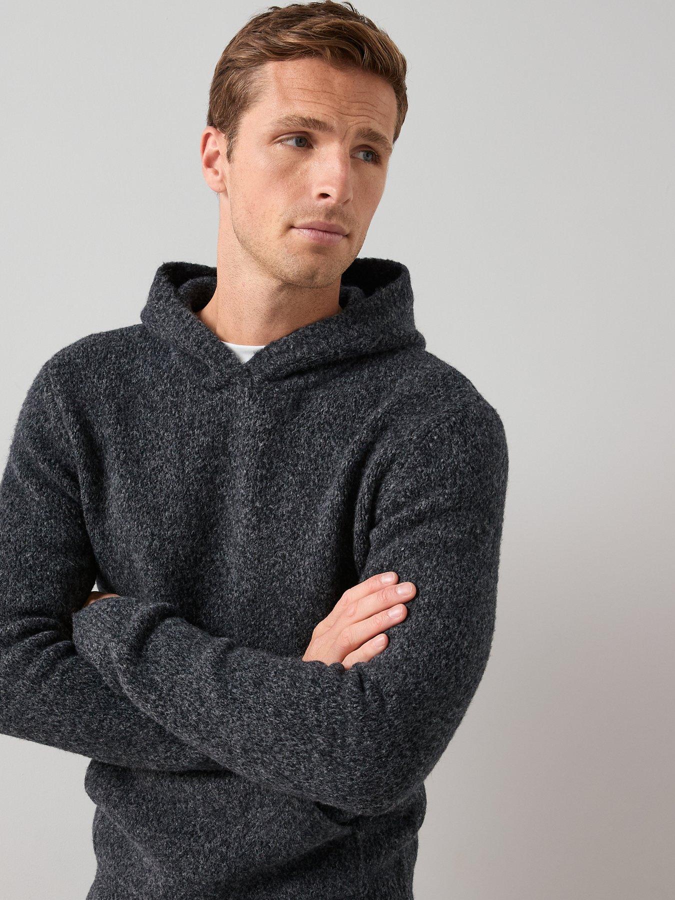  image of the-very-collection-hooded-knitted-jumper-charcoal