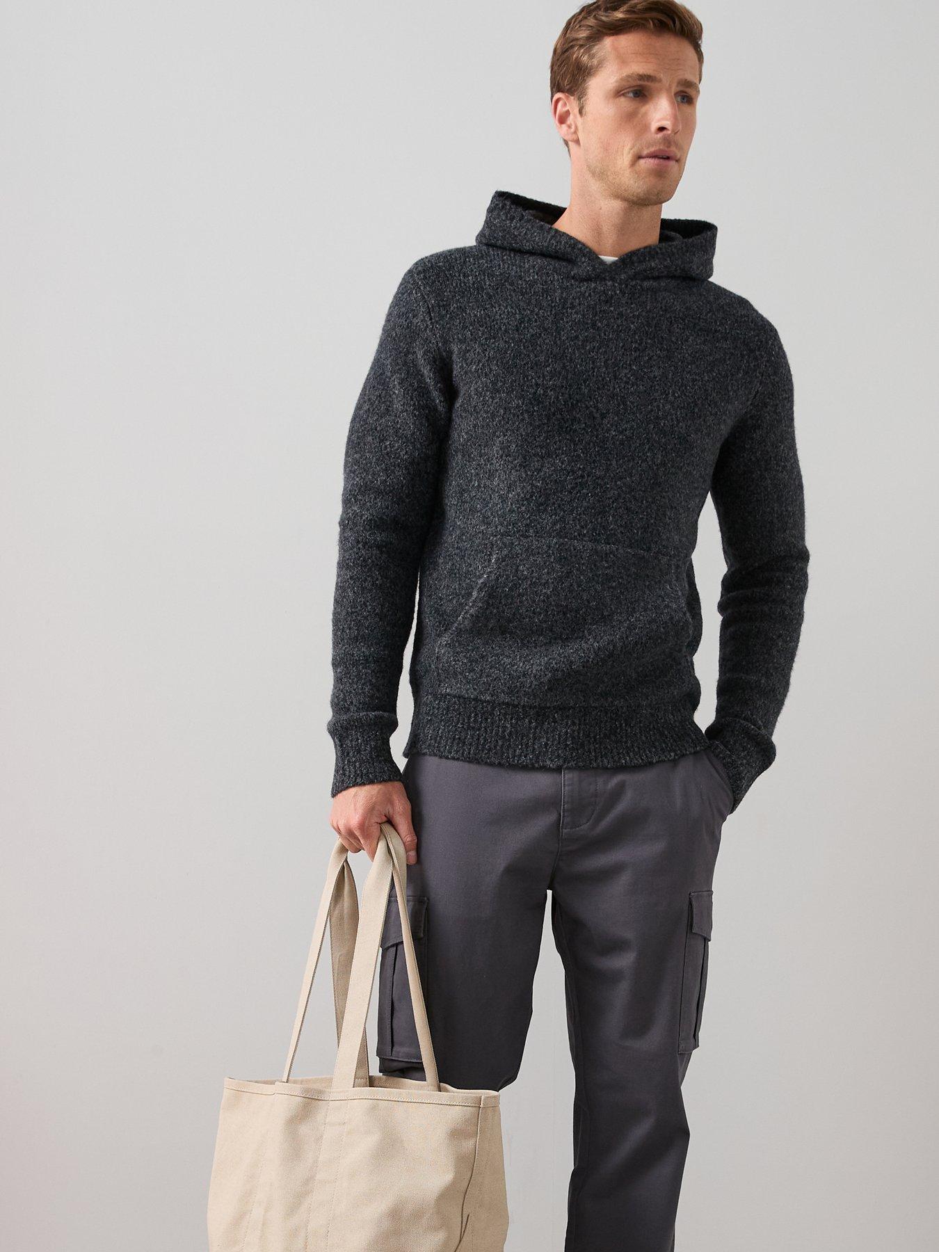  image of the-very-collection-hooded-knitted-jumper-charcoal