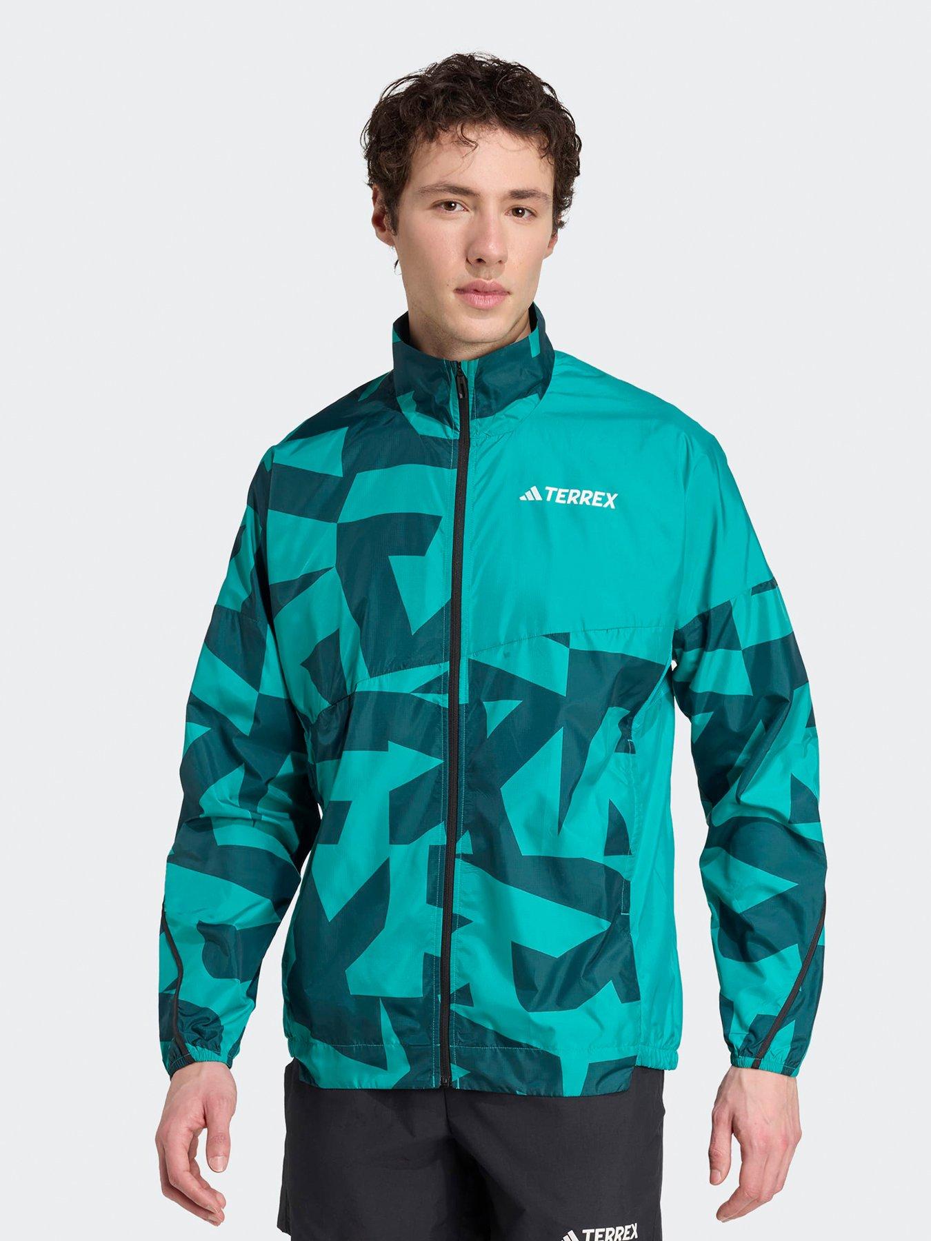 Image 1 of 5 of adidas Terrex Mens Outdoor Mult Printed Wind Jacket - Green