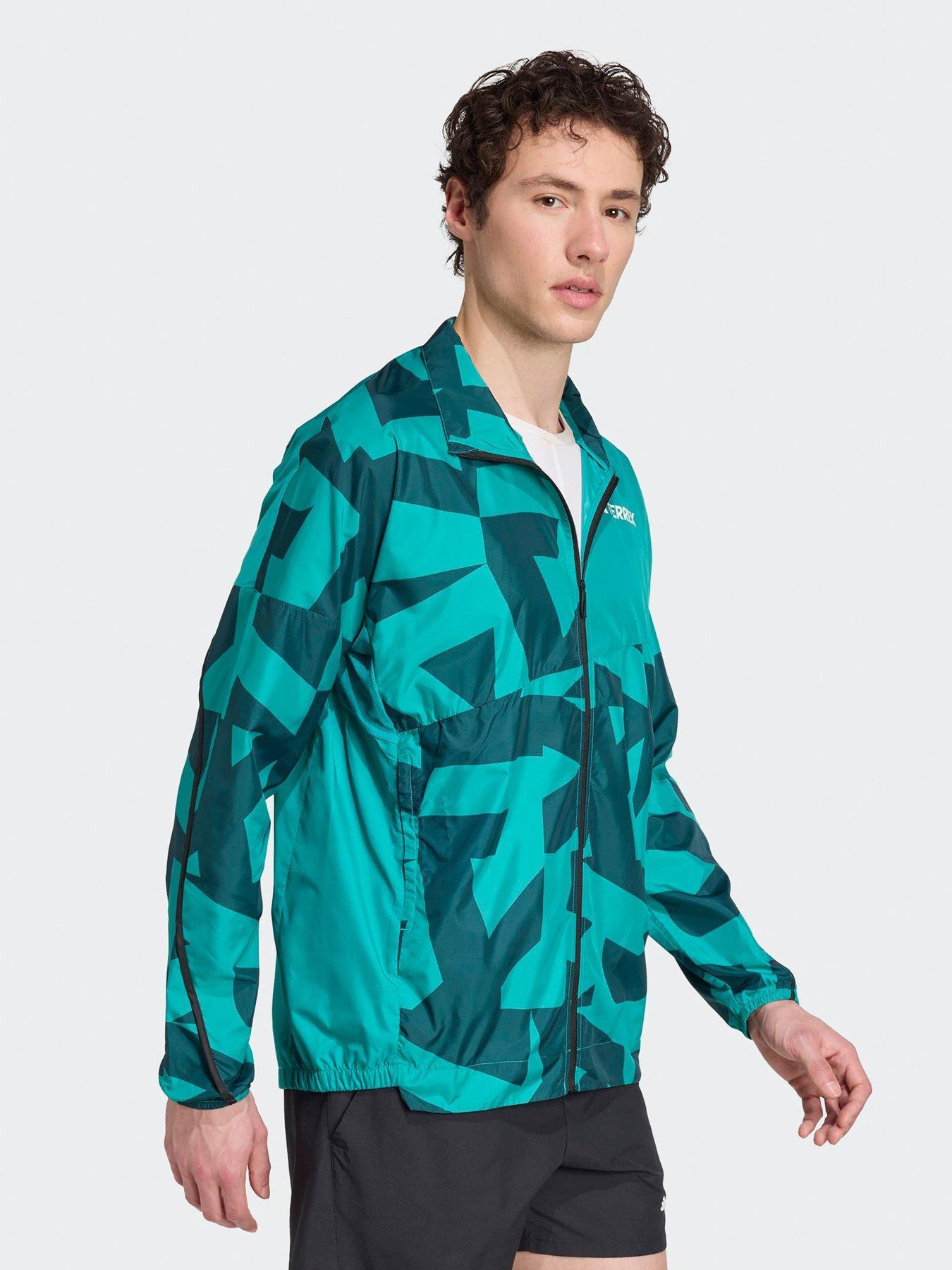 Image 3 of 5 of adidas Terrex Mens Outdoor Mult Printed Wind Jacket - Green