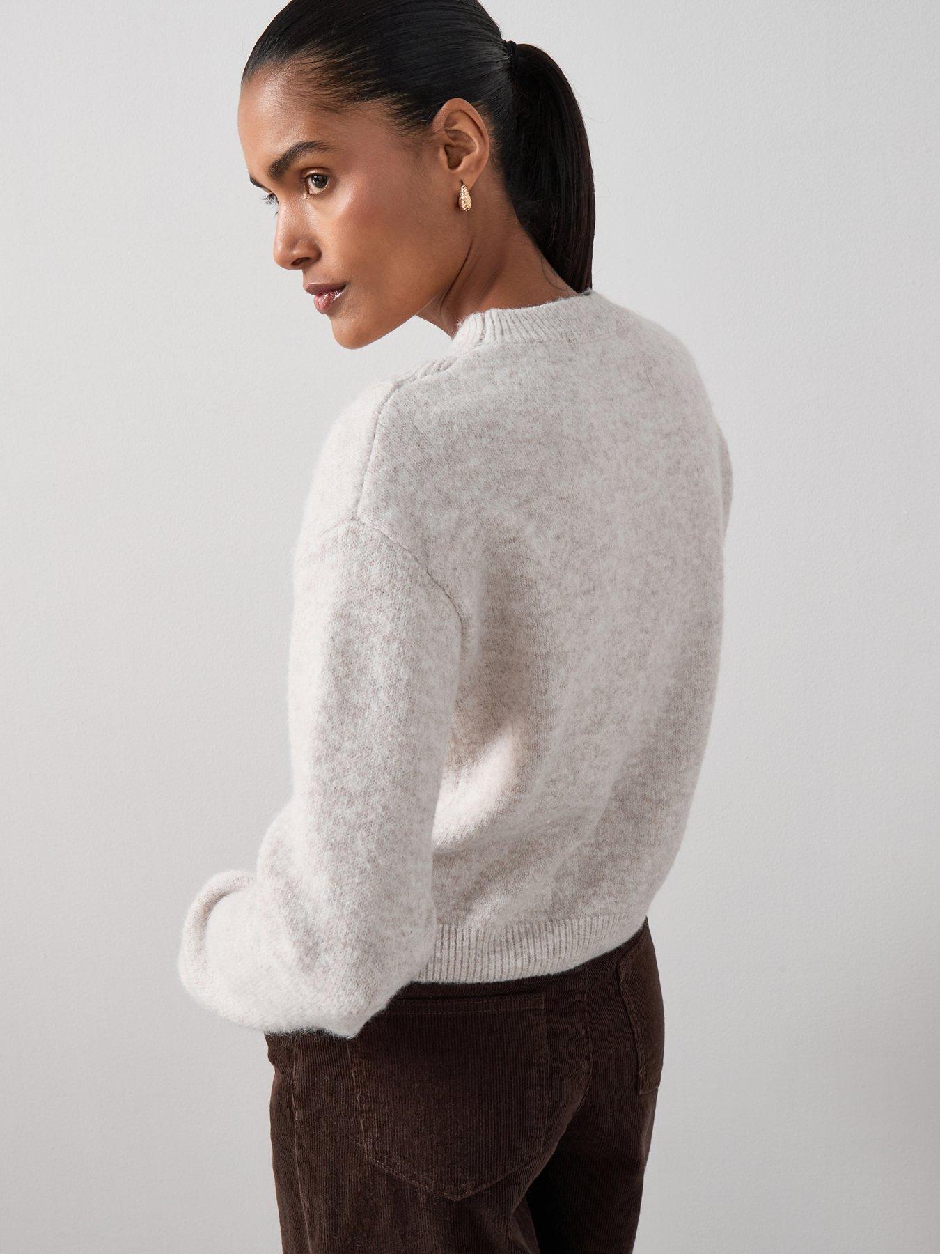 Image 2 of 6 of The Very Collection Crew Neck Button Detail Knitted Jumper - Beige