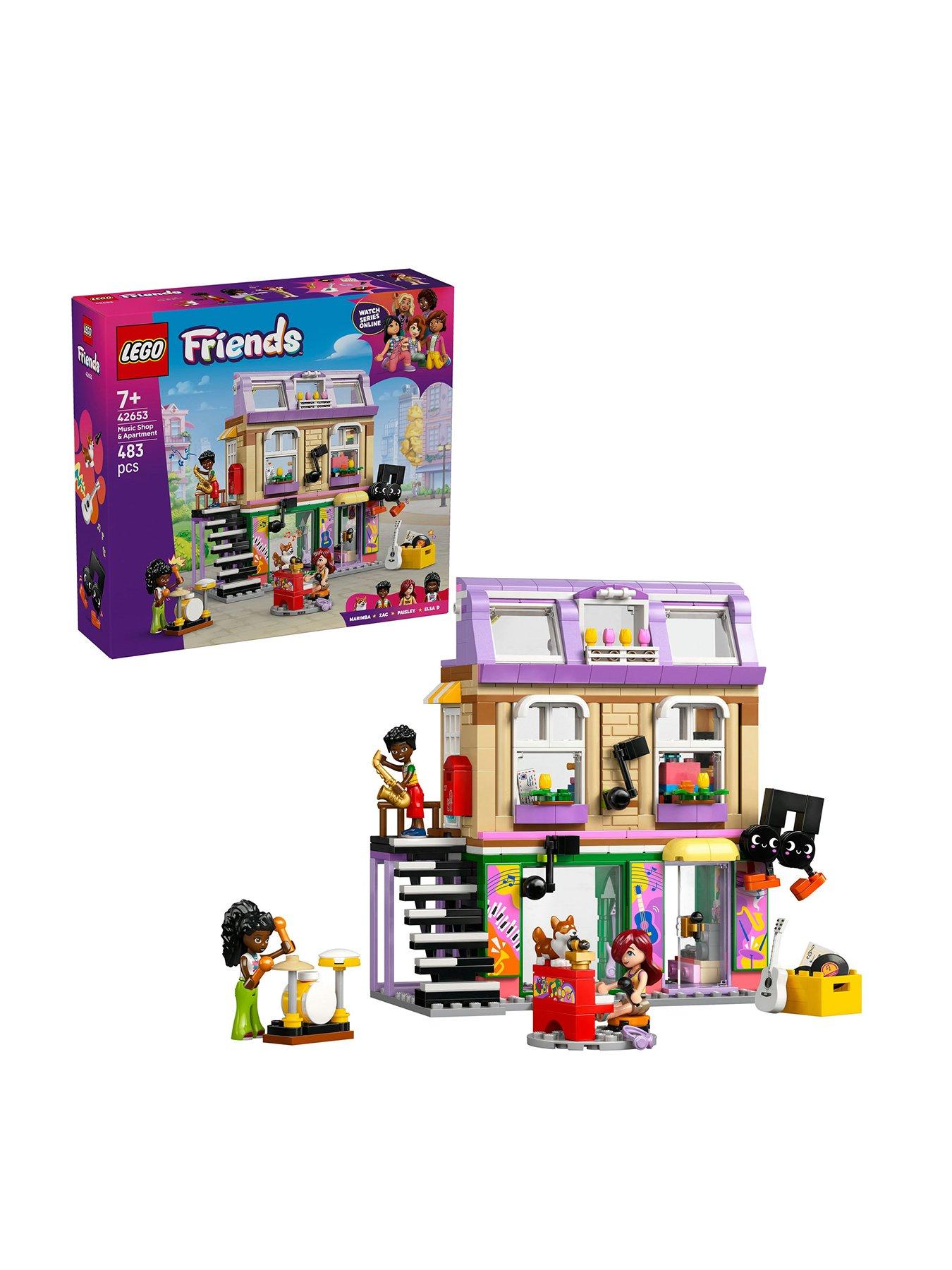 front image of lego-friends-music-shop-amp-apartment-building-set-pretend-play-toy-42653