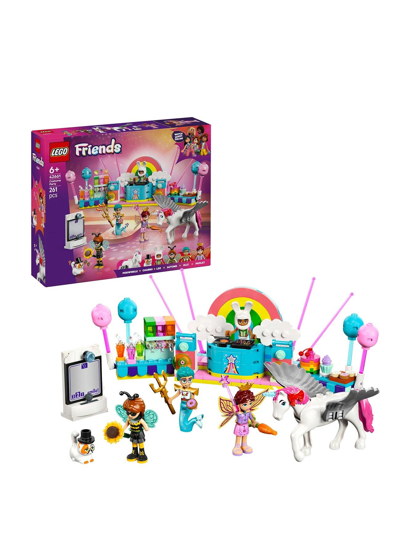 front image of lego-friends-costume-party-with-unicorn-amp-fairy-pretend-play-building-kit-42661