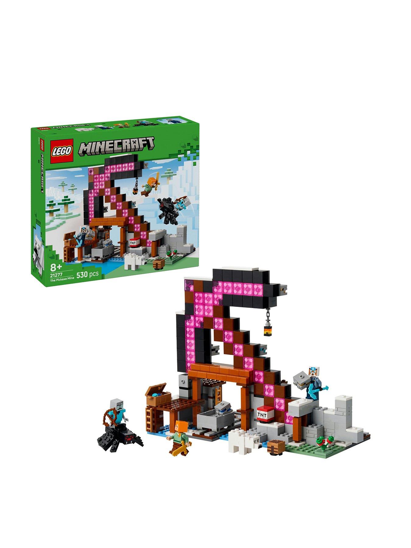 front image of lego-minecraft-the-pickaxe-mine-gamer-room-decor-and-axe-toy-21277