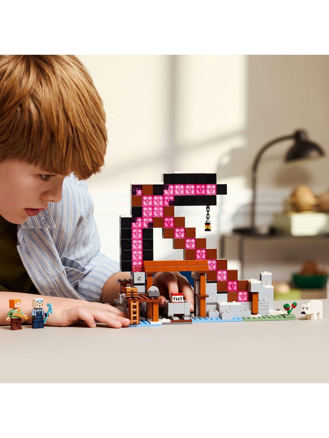  image of lego-minecraft-the-pickaxe-mine-gamer-room-decor-and-axe-toy-21277