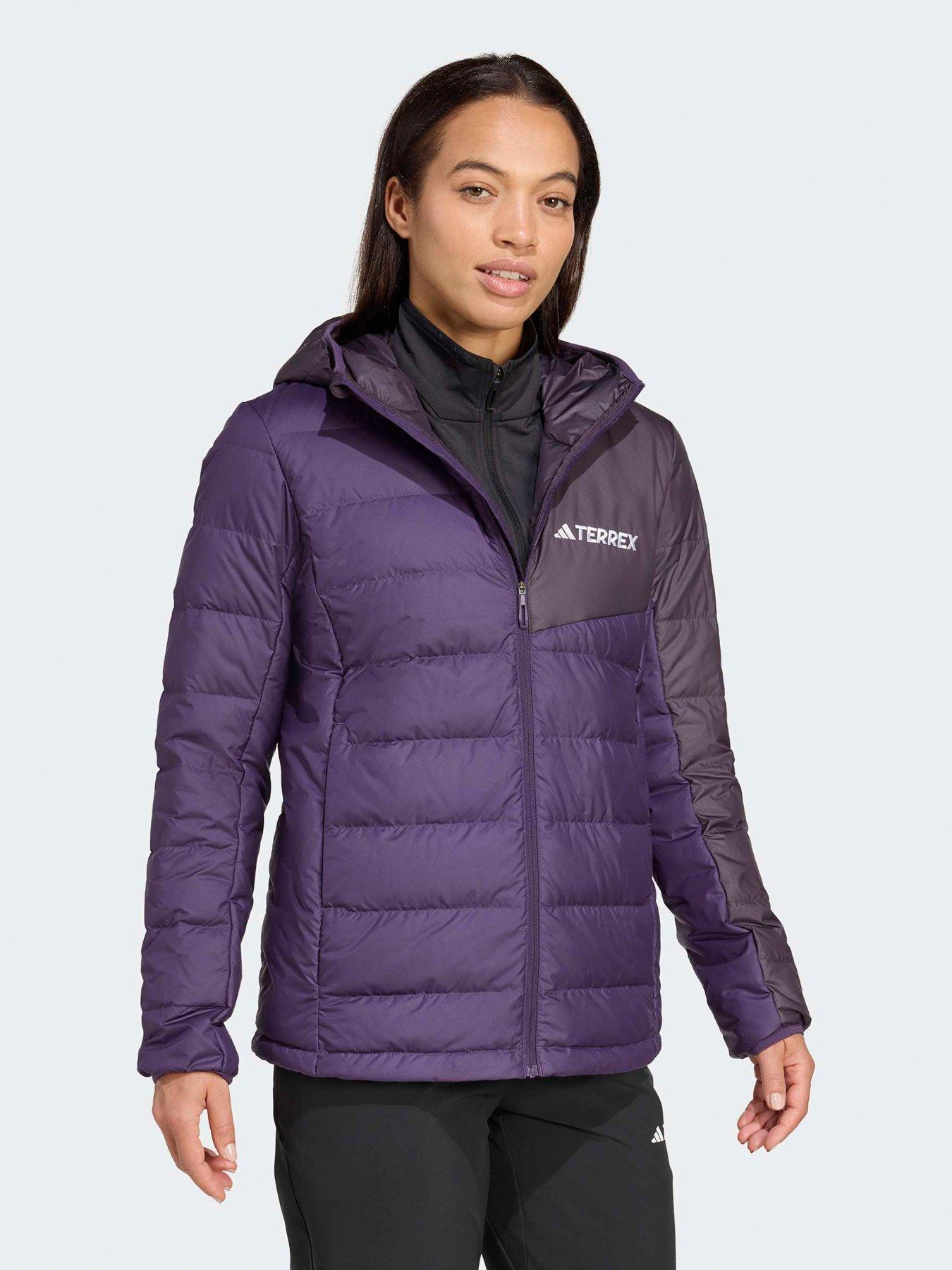  image of adidas-terrex-womens-mt-down-hooded-jacket-purple