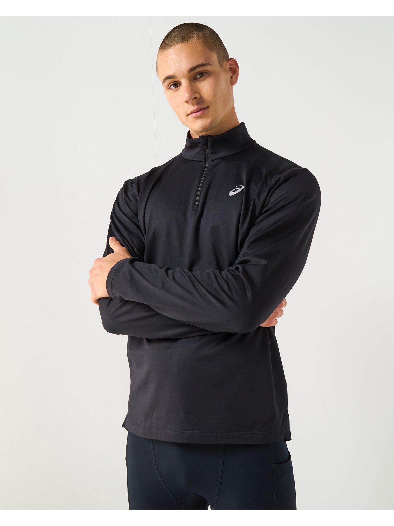 undefined Mens Running Core Long Sleeve 1/2 Zip Winter Top - Black