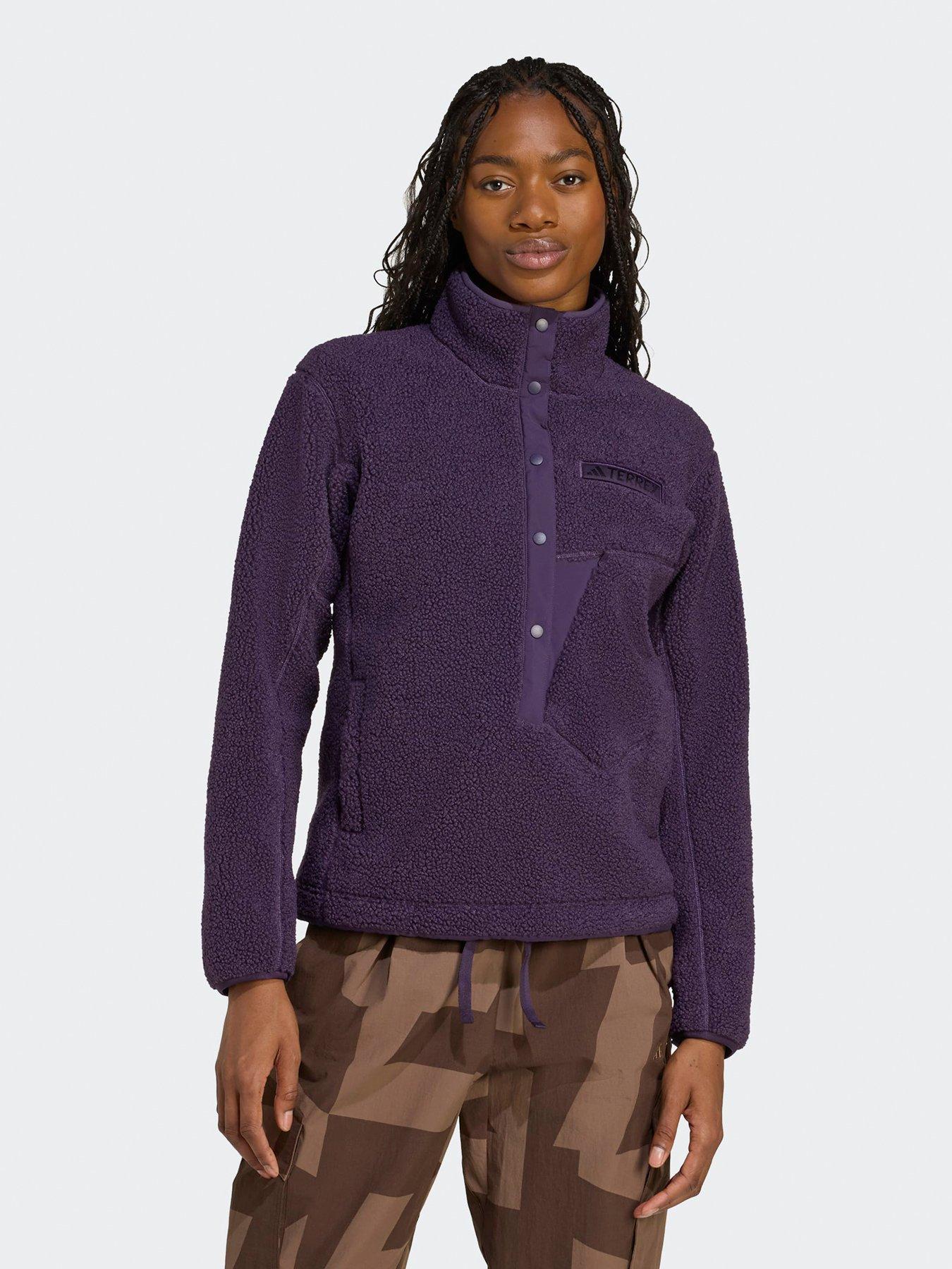 adidas Terrex Womens Xploric High Pile Fleece Pullover Sweatshirt - Purple