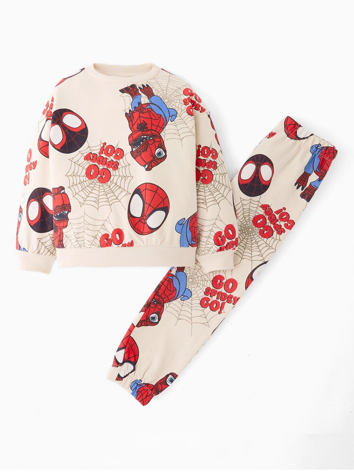 undefined Spiderman Spidey All Over Print Jogger Set - Cream