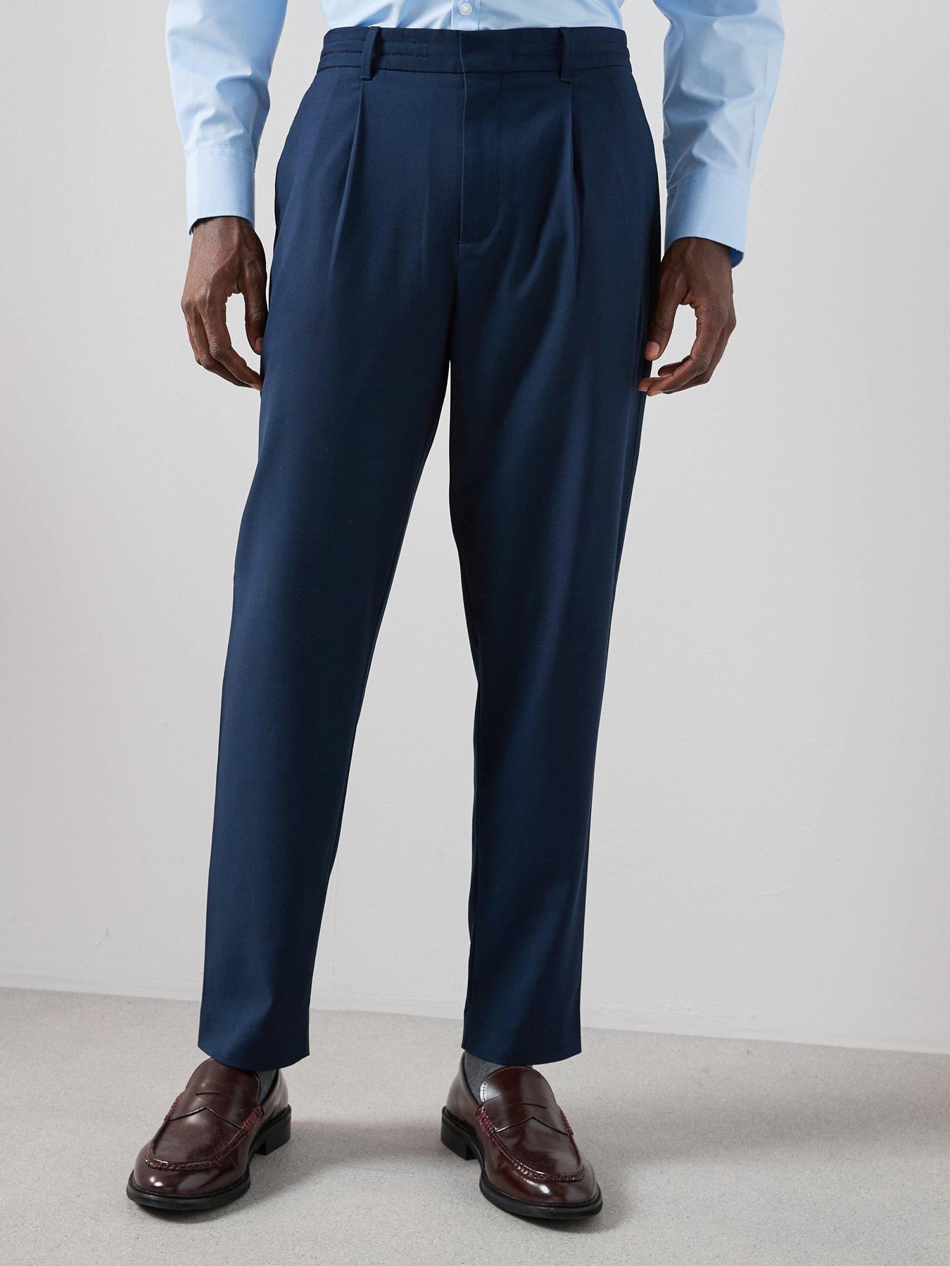 The Very Collection Smart Pleated Trousers - Navy